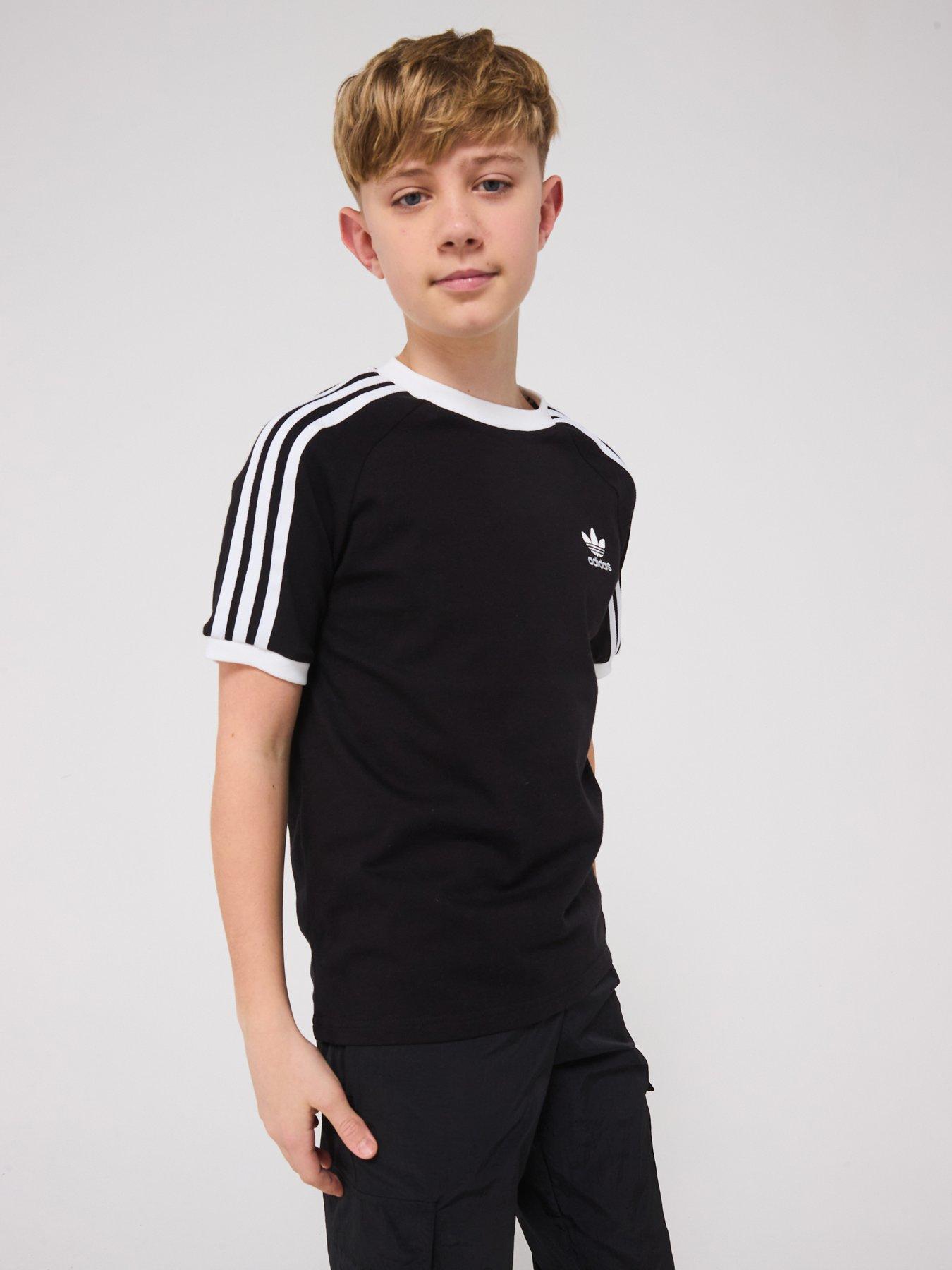 undefined Junior Boys Adicolor 3-Stripes T-Shirt - Black/White