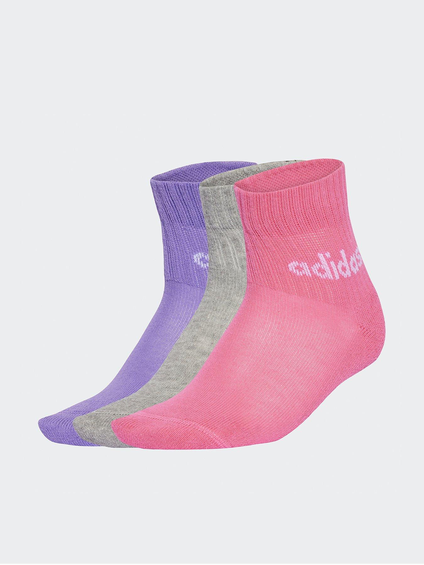 Image of adidas Kids Unisex Linear Ankle Socks 5 Pairs  - Pink