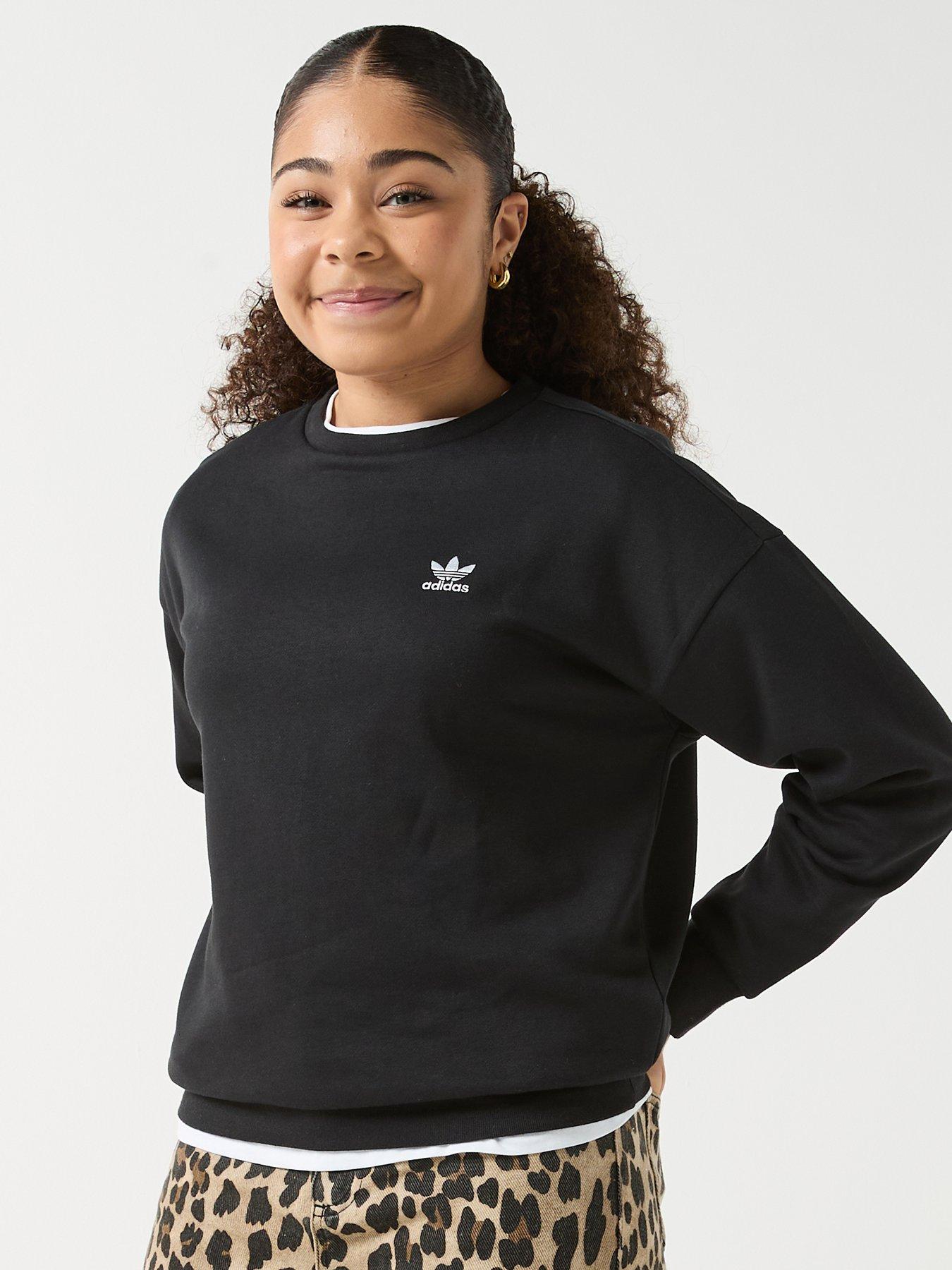 adidas Originals Junior Girls Boyfriend Crew Sweatshirt, Black, Size 7-8 Years