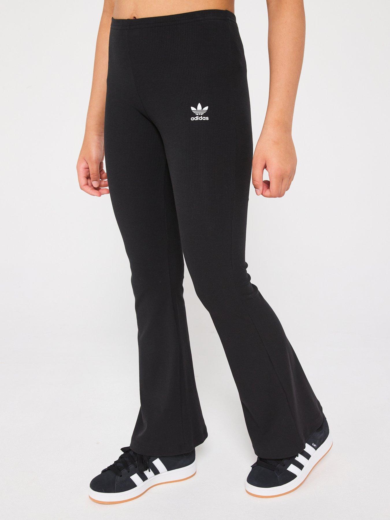 undefined Junior Girls Ribbed Flared Pants  - Black