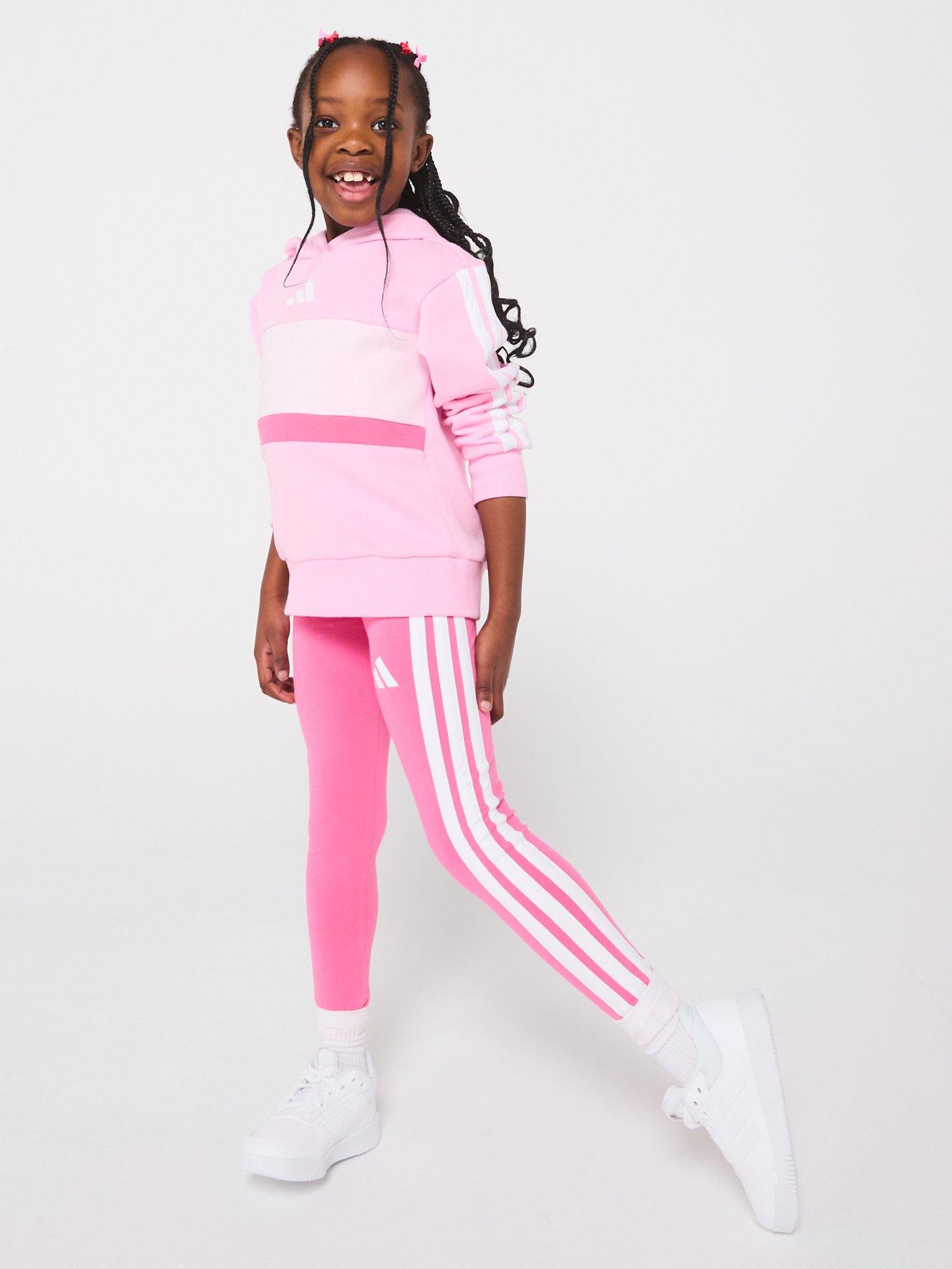 adidas Sportswear Kids Girls Seasonal Essentials Tiberio 3-Stripes Fleece Leggings Set - Pink