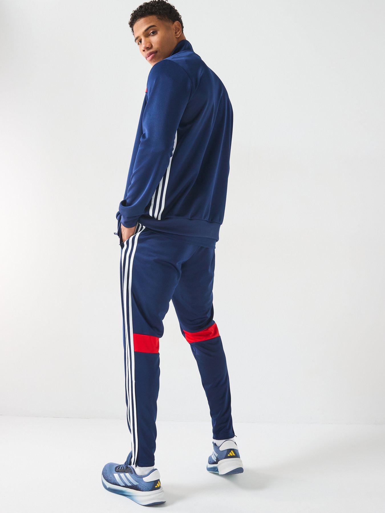 Mens Tiro Essentials Tracksuit Blue red