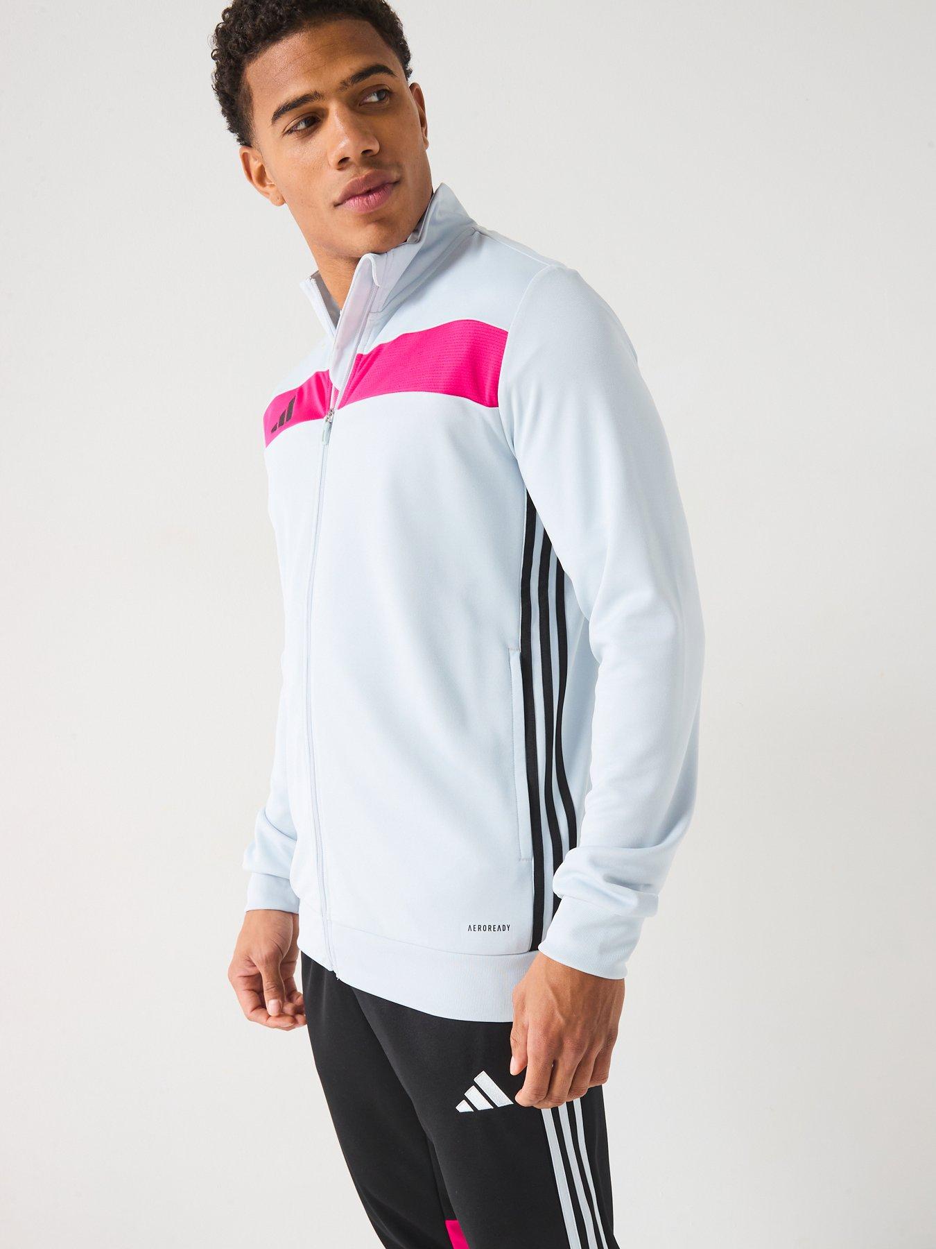 adidas Mens Tiro Essentials Tracksuit Grey/pink Very
