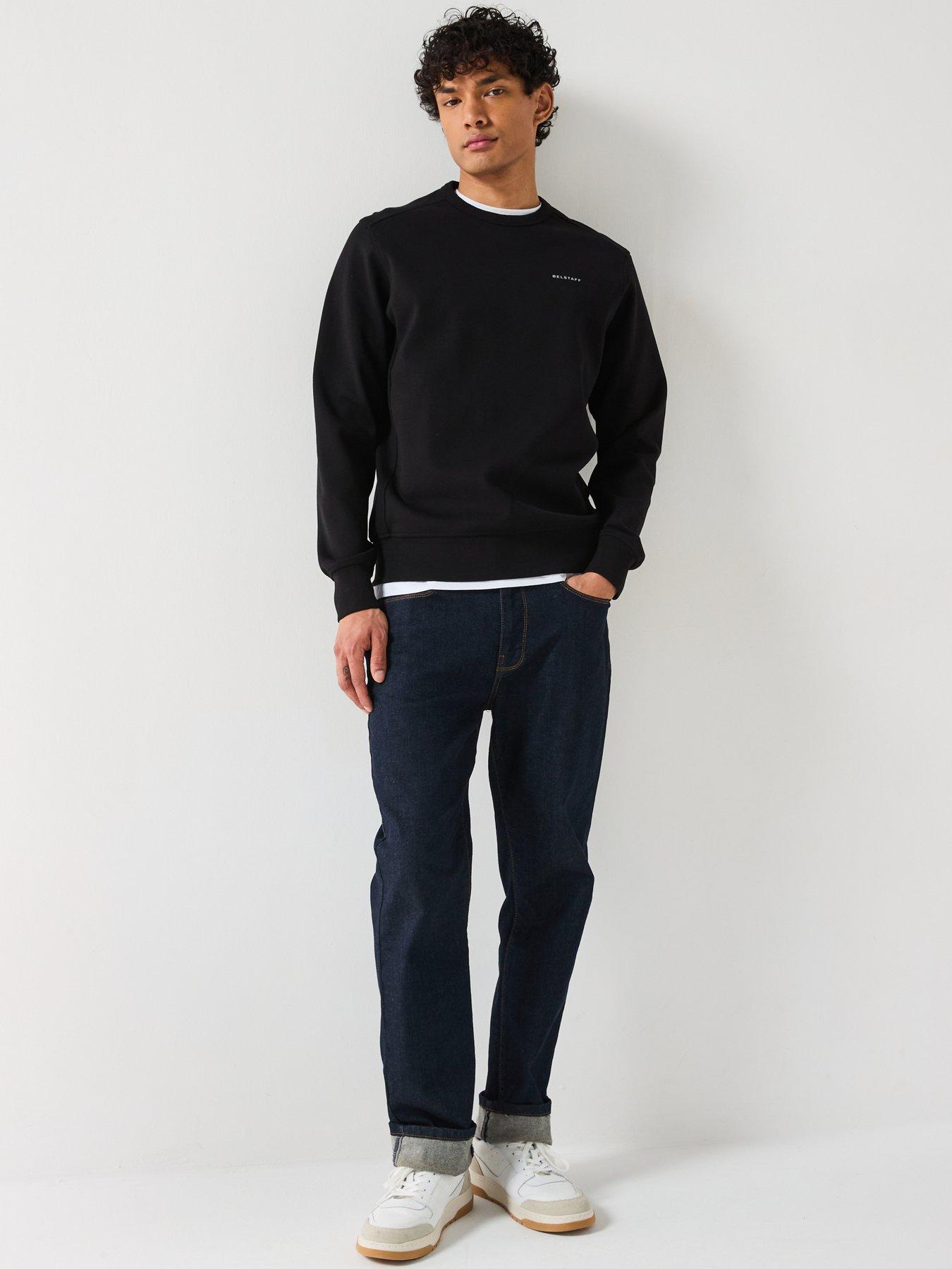 Image 3 of 6 of Belstaff Alloy Small Linear Logo Crew Neck Sweatshirt - Black
