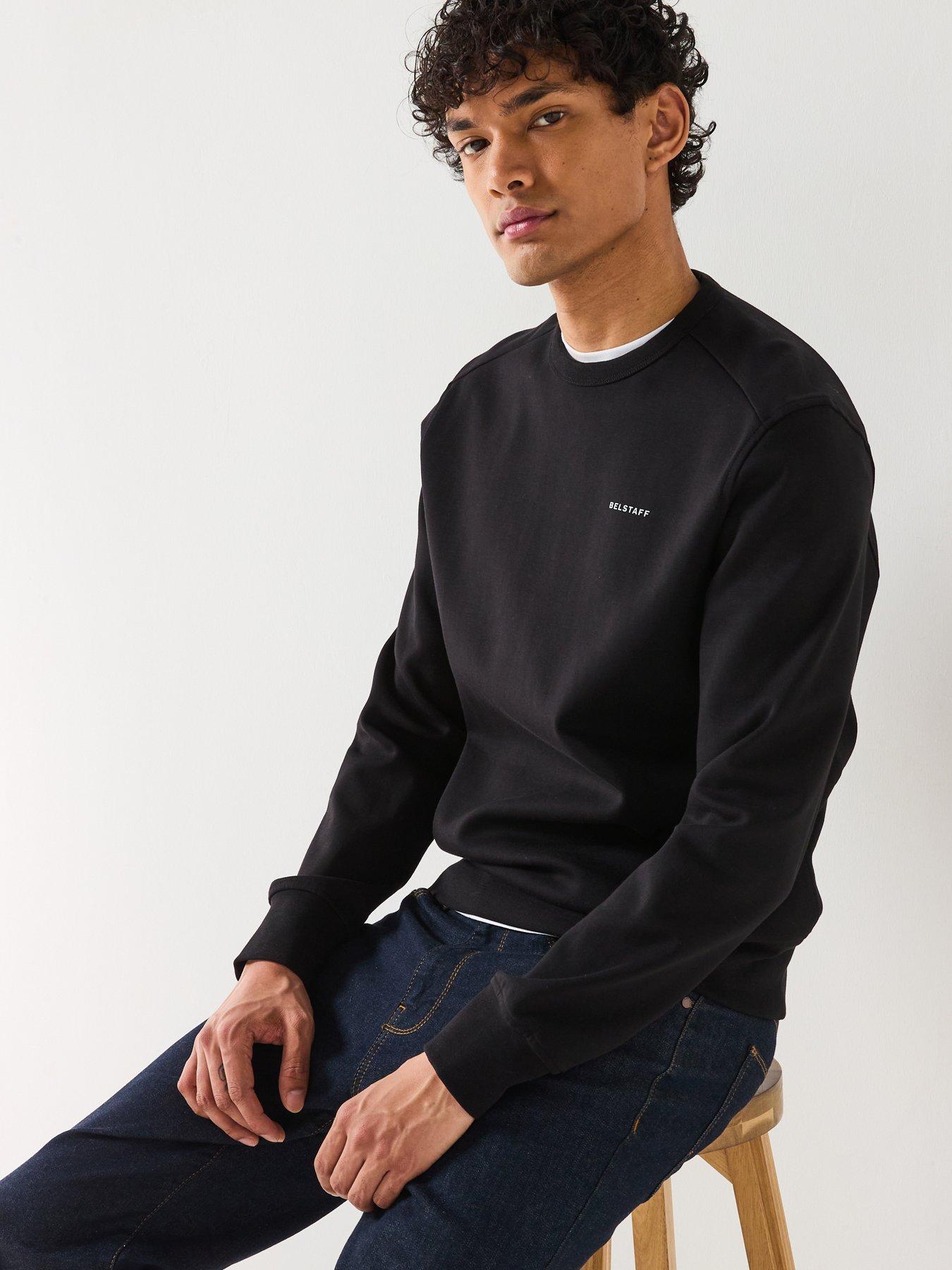 Image 4 of 6 of Belstaff Alloy Small Linear Logo Crew Neck Sweatshirt - Black