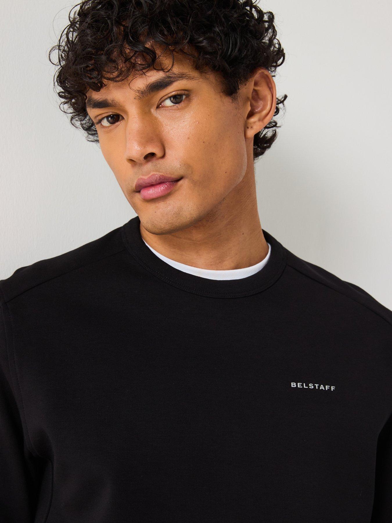 Image 6 of 6 of Belstaff Alloy Small Linear Logo Crew Neck Sweatshirt - Black