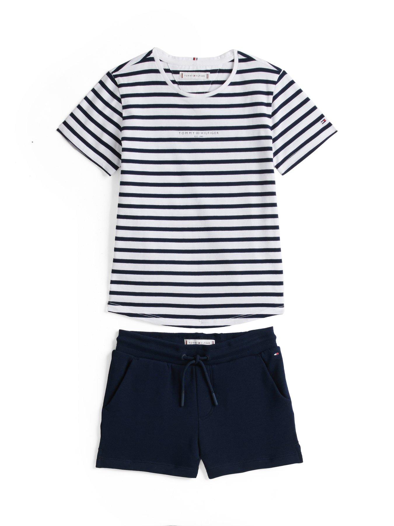 undefined Girls Mini Corp Short Sleeve T-Shirt And Short Set - Navy