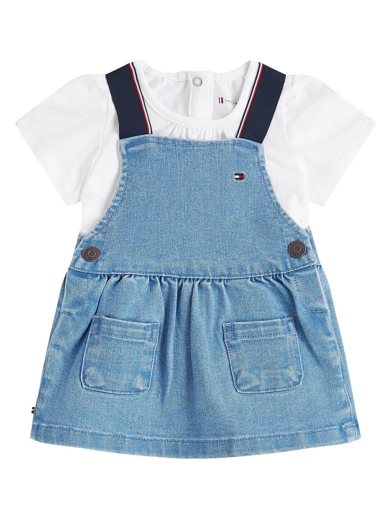 undefined Baby Girls Denim Dungaree Dress - Blue