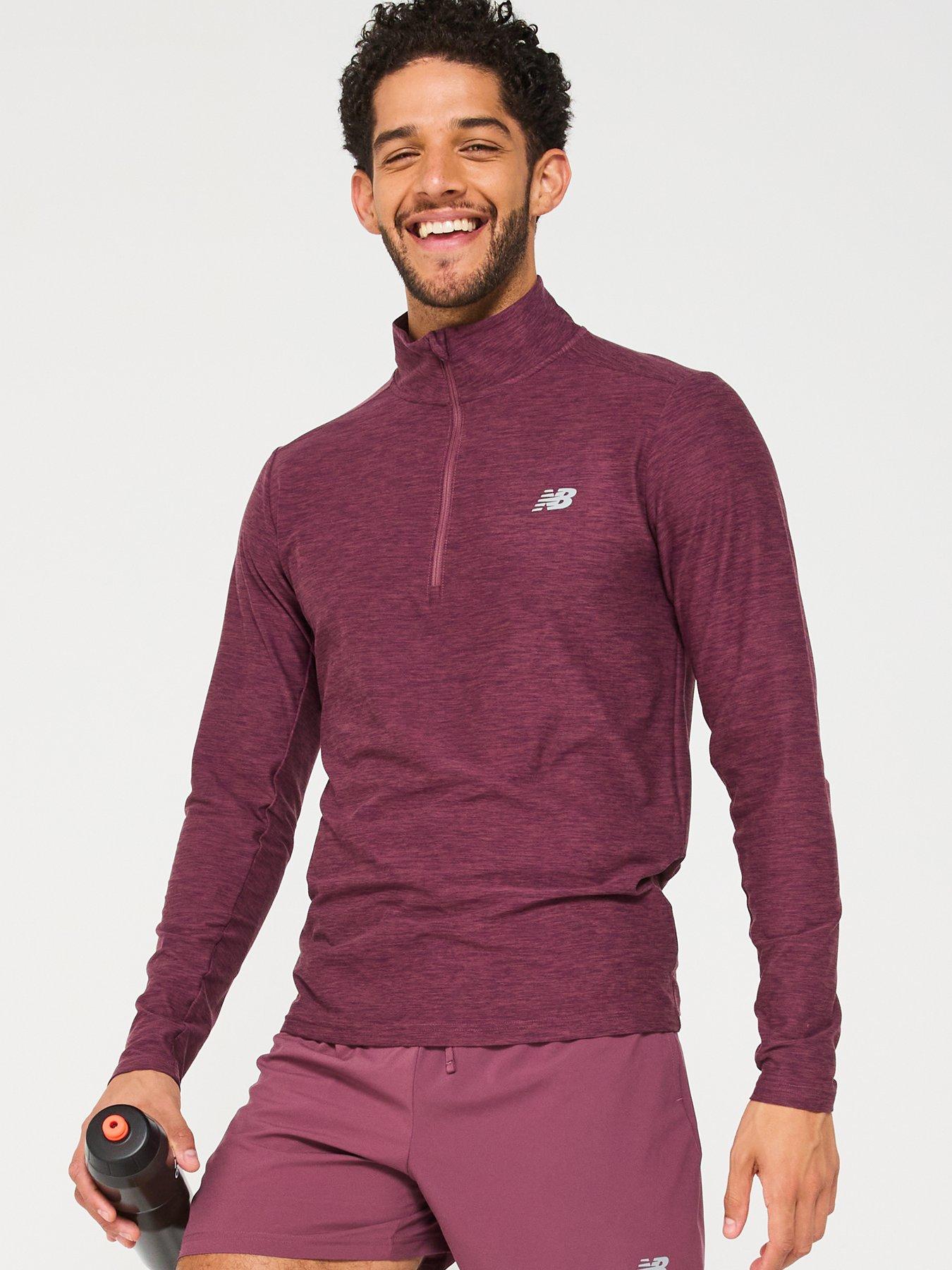 undefined Men's Running Space Dye 1/4 Zip Top - Purple
