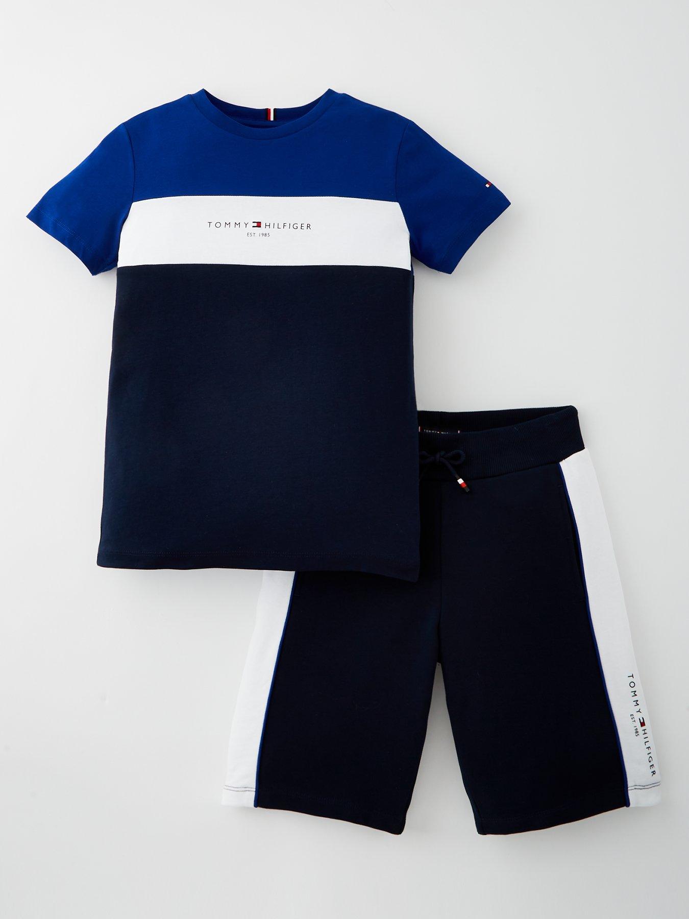 undefined Boys Tommy Hilfiger Boys Colour Block T-Shirt And Short Set - Blue