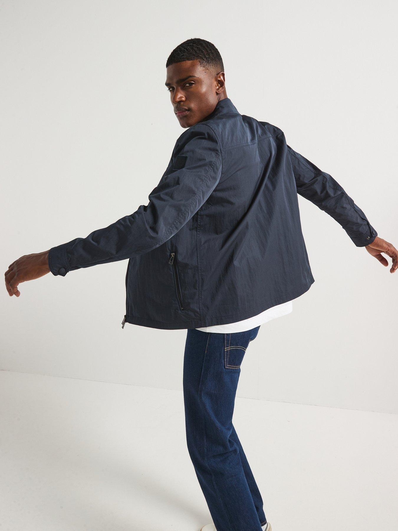 Image 2 of 6 of Belstaff Drome Cotton Blend Zip Thru Overshirt - Navy