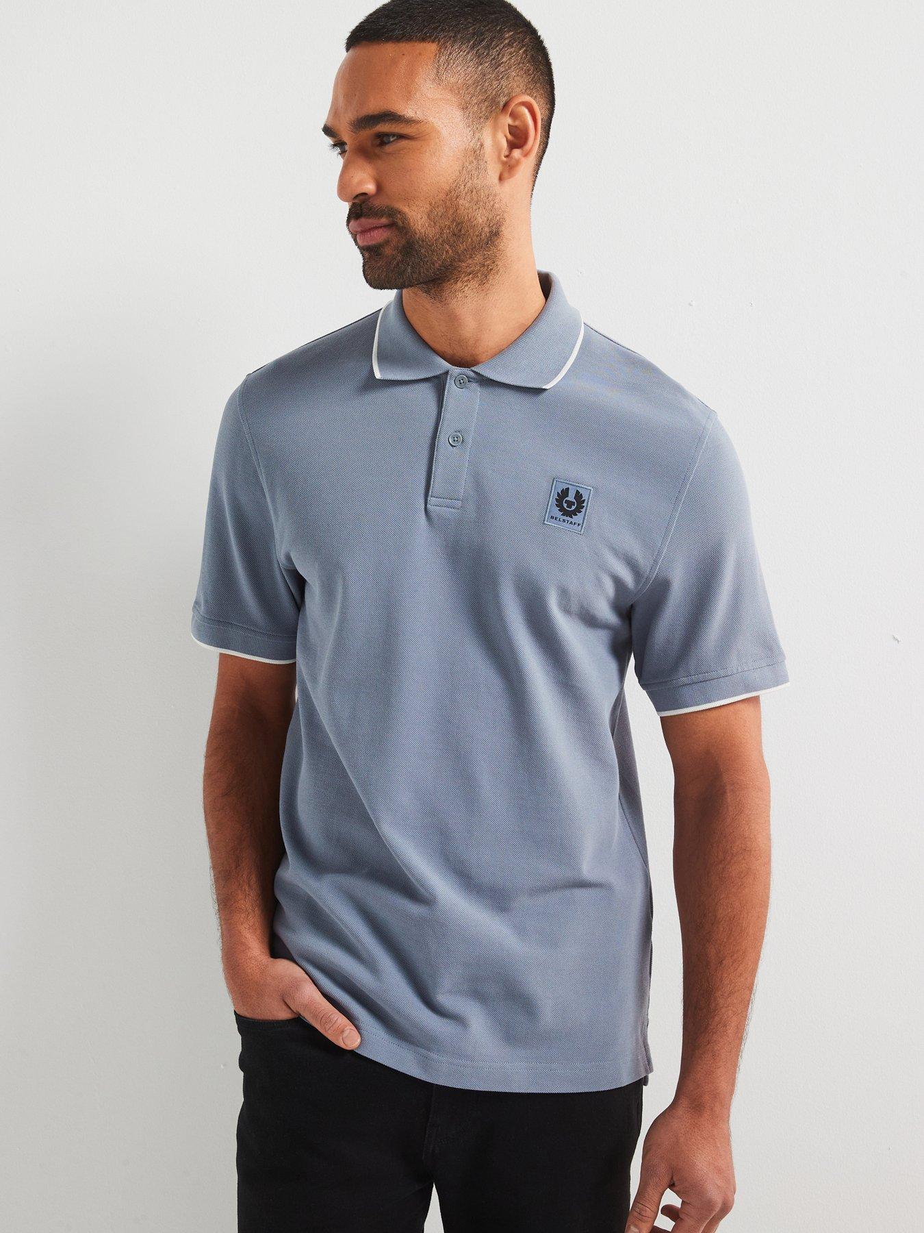 undefined Left Chest Patch Logo Regular Fit Tipped Polo Shirt - Light Blue