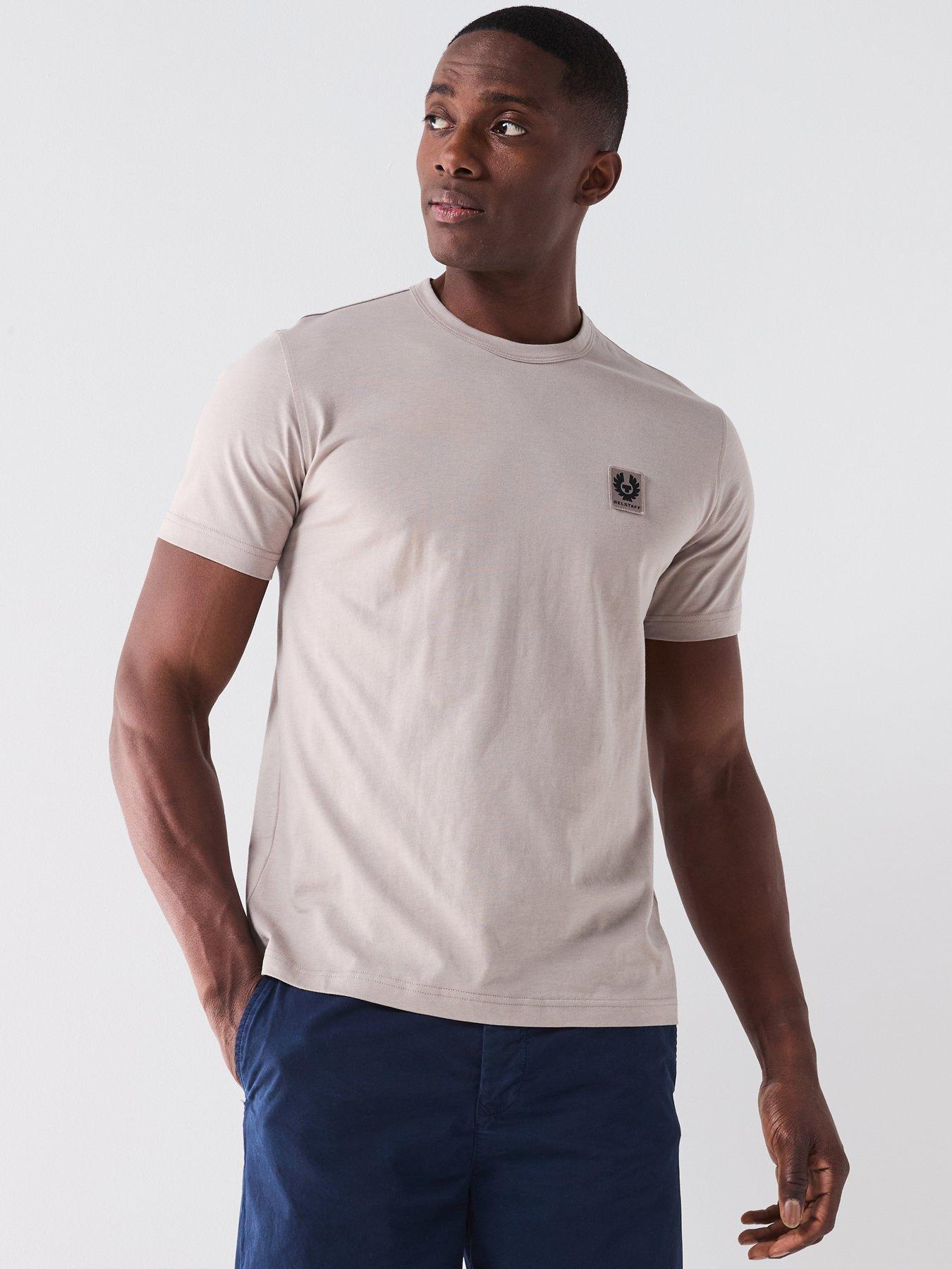 Image 1 of 6 of Belstaff Left Chest Patch Logo Regular Fit T-Shirt - Dark Beige