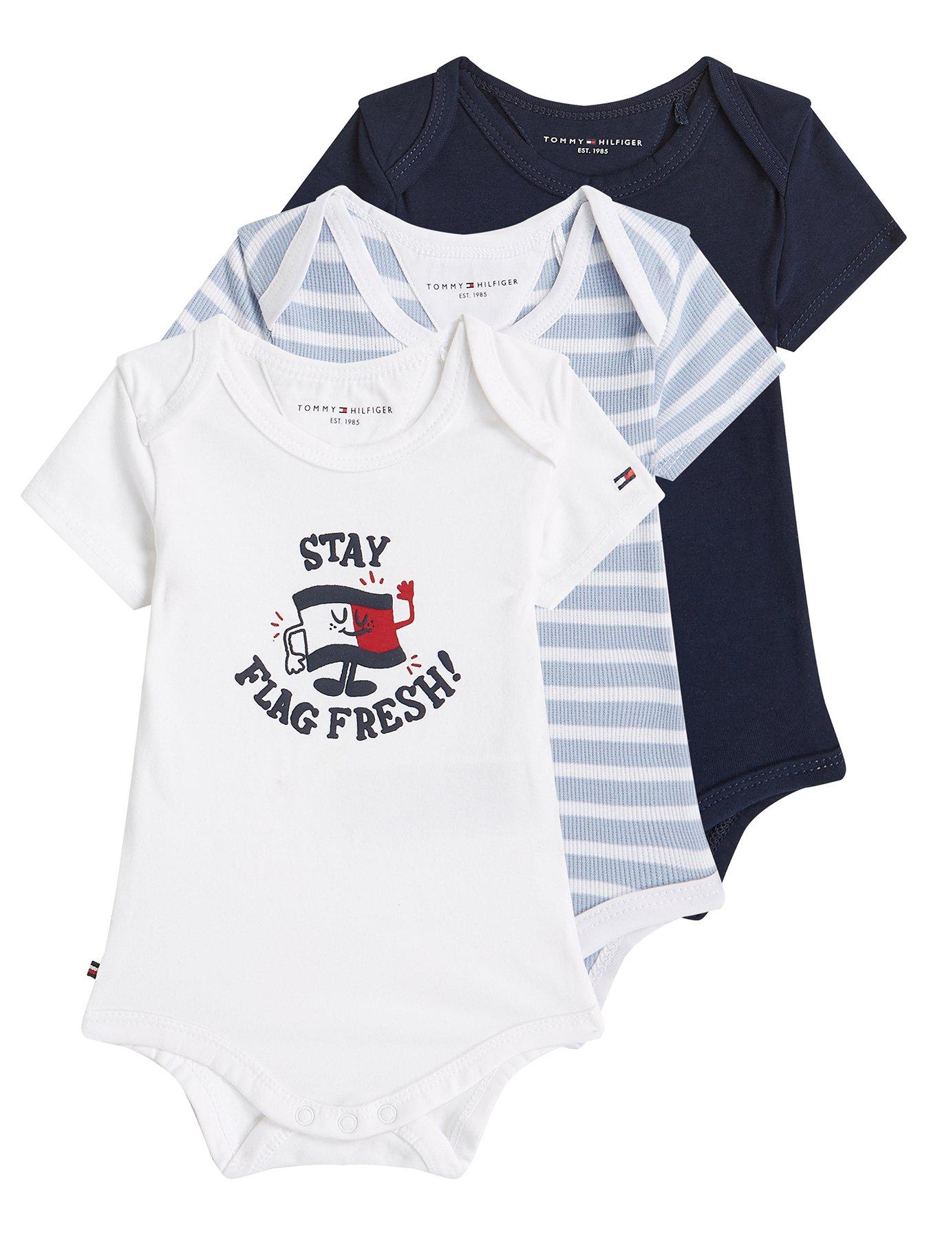 undefined Baby Boys 3 Pack Short Sleeve Bodysuit Giftbox - Navy