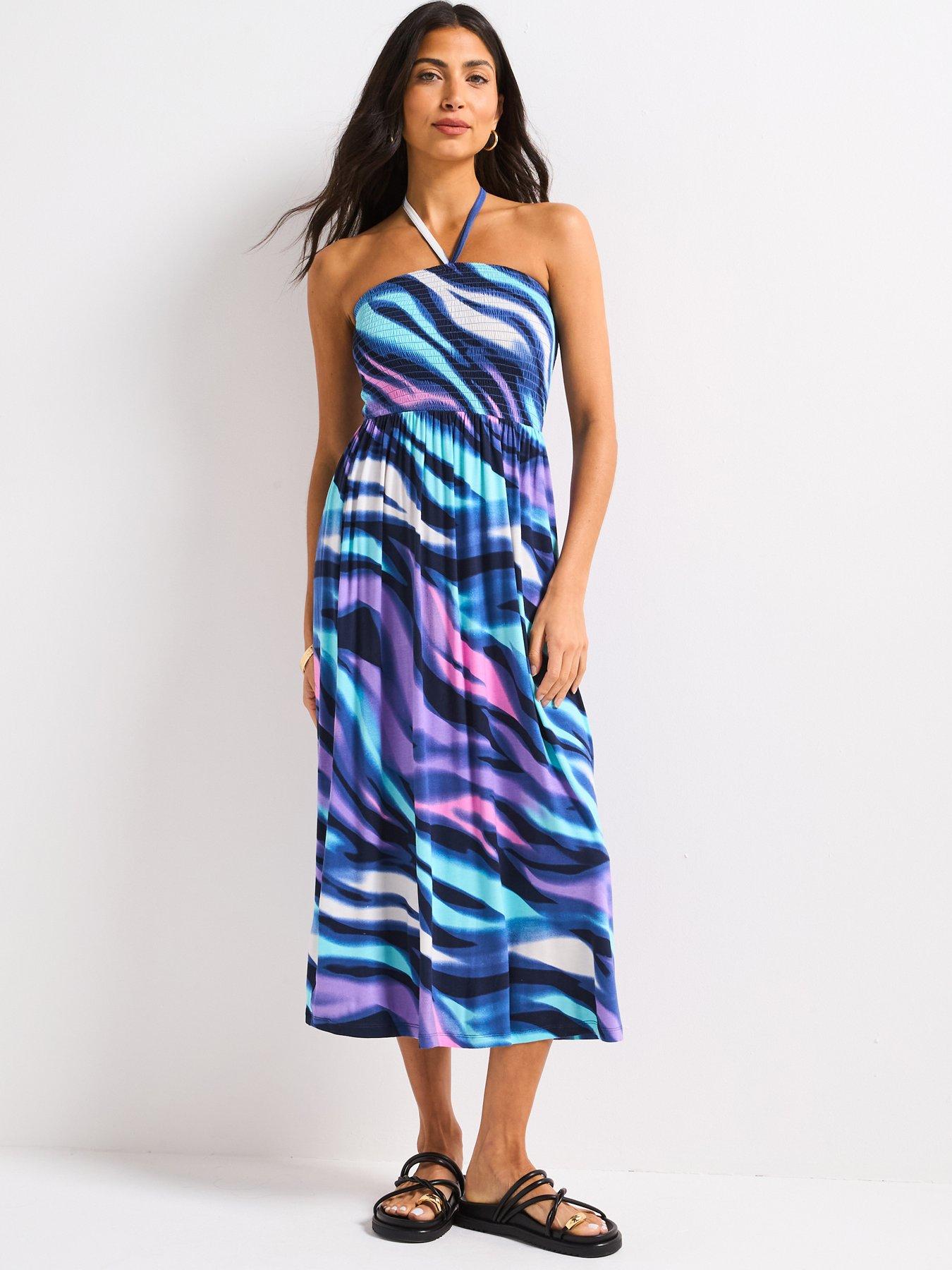 undefined Halter Shirred Bandeau Midaxi Dress