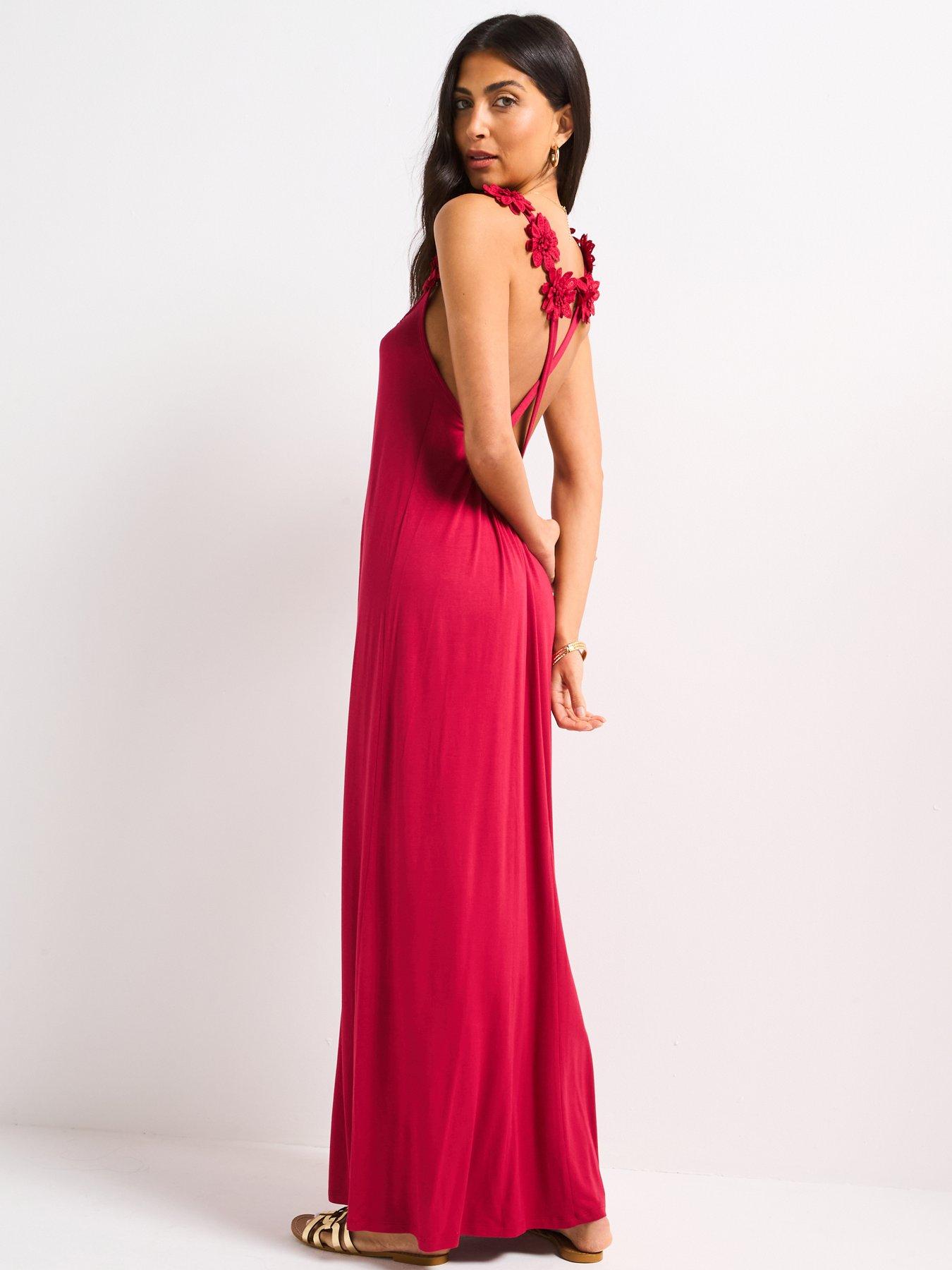 Image 2 of 5 of V by Very Floral Detail Jersey Strappy Beach Dress