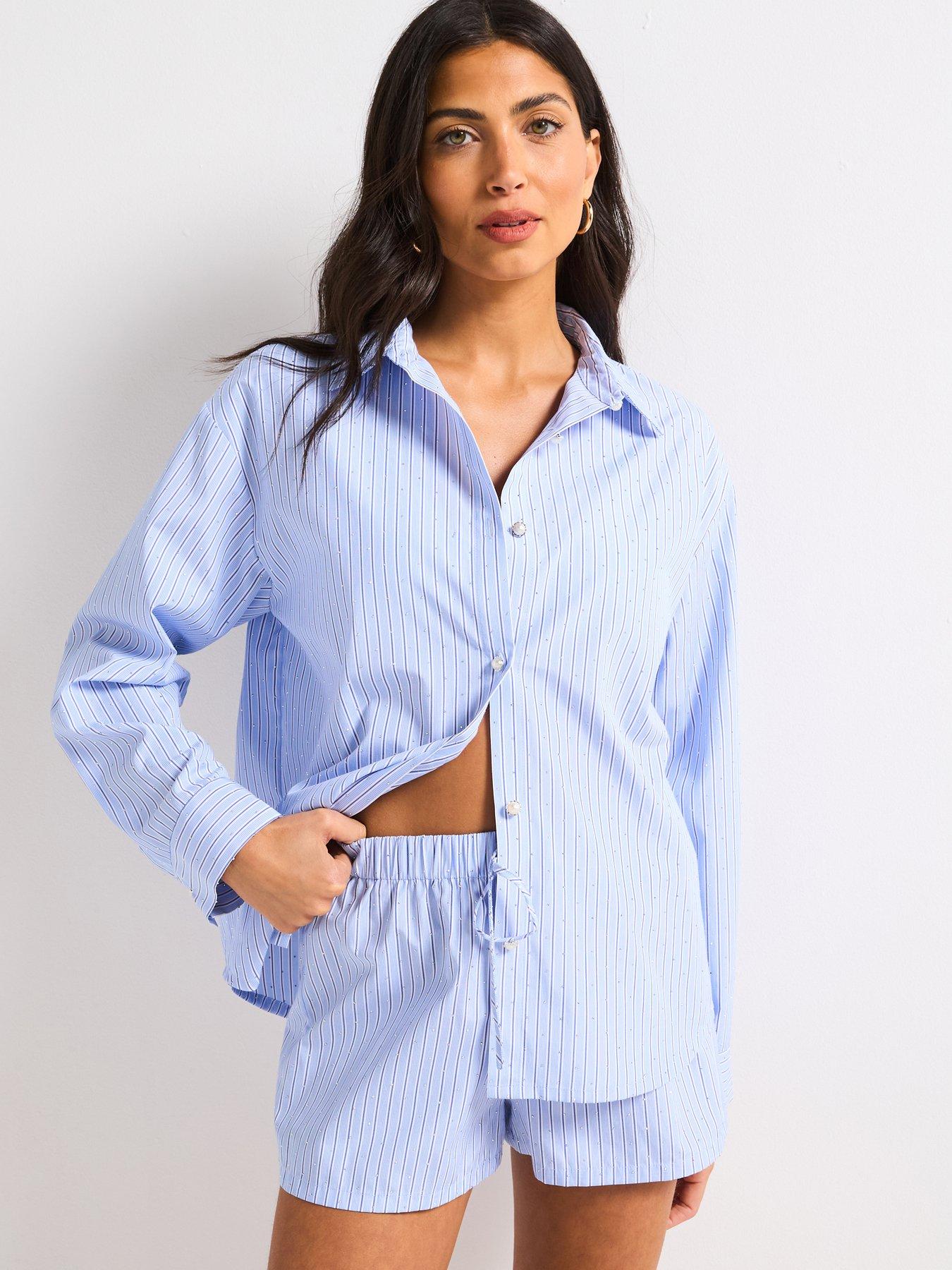 undefined Diamante Cotton Beach Shirt