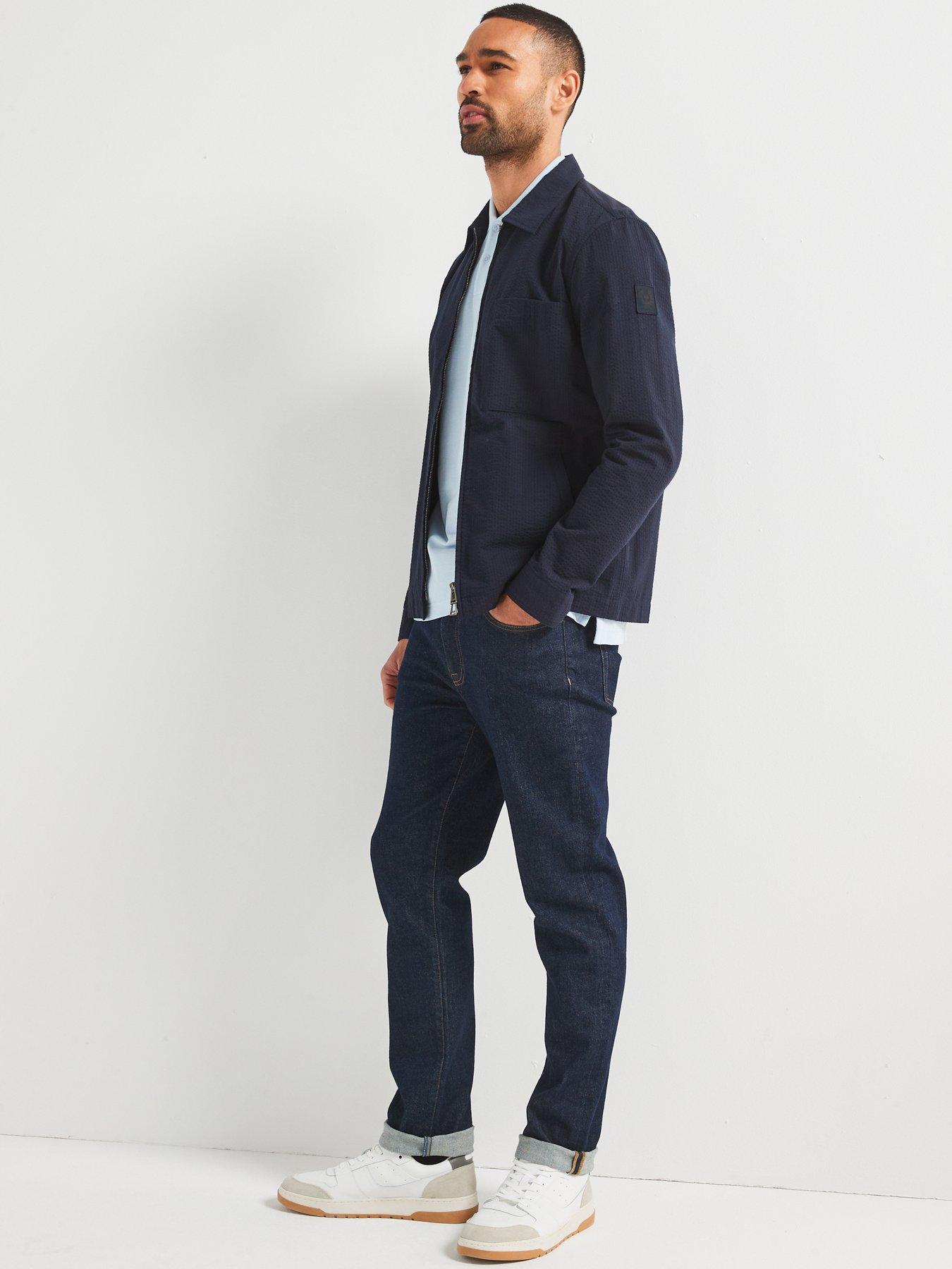 Image 6 of 6 of Belstaff Channel Seersucker Zip Through Overshirt - Navy