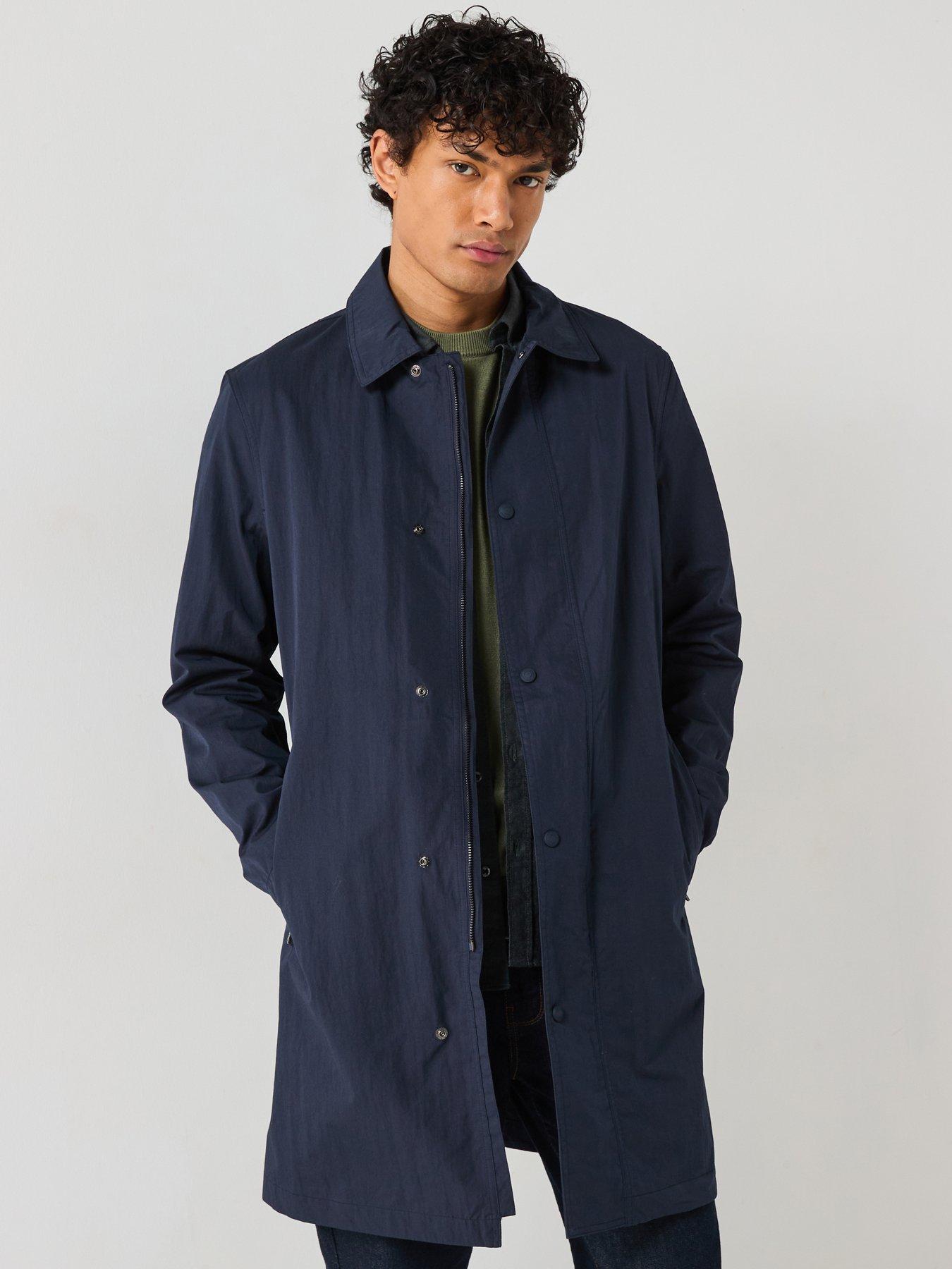 undefined Cotton Blend Drill Overcoat - Navy