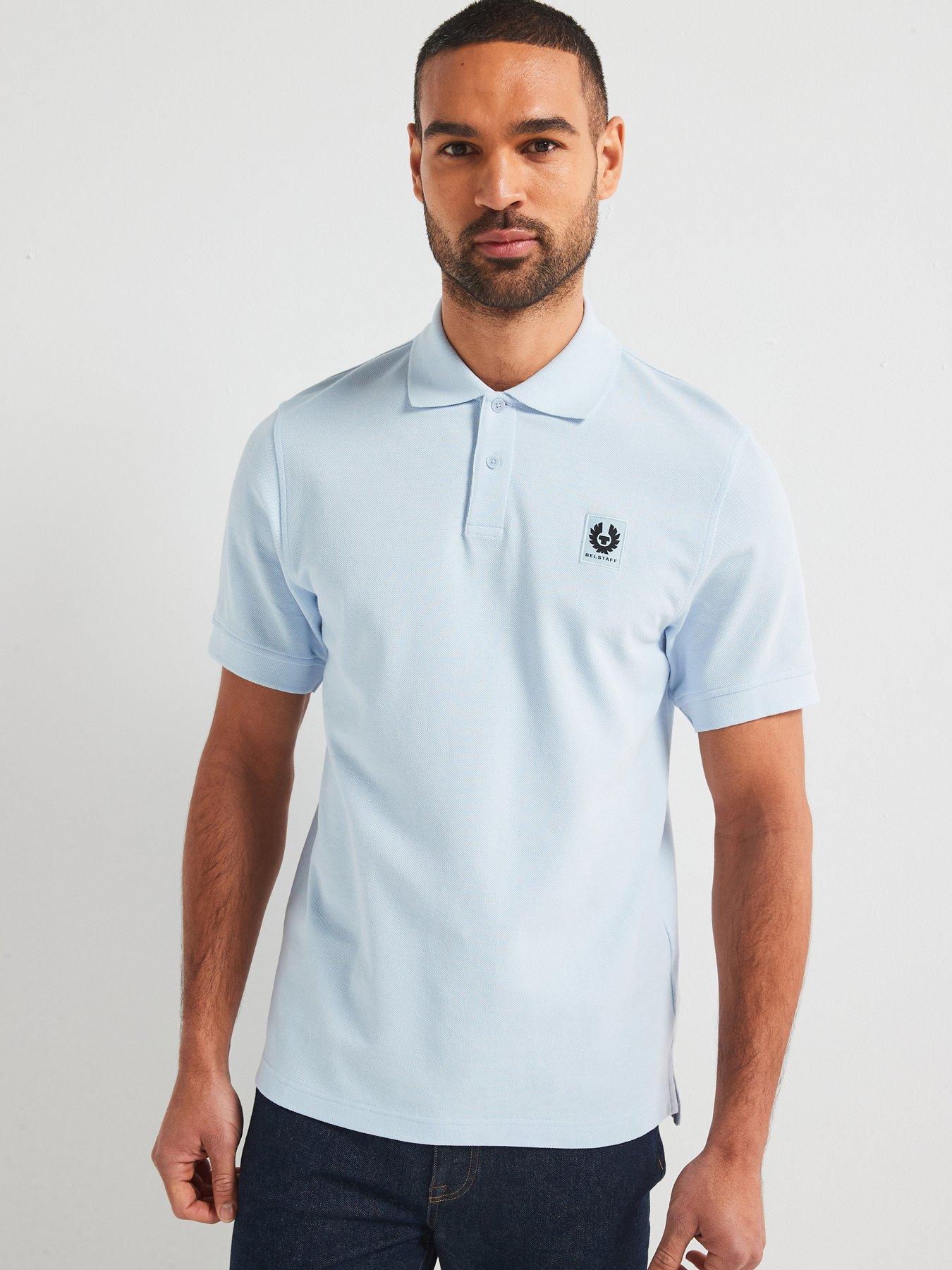 Belstaff Left Chest Patch Logo Regular Fit Polo Shirt - Light Blue
