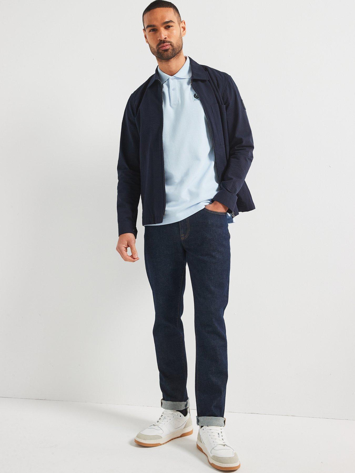 Image 3 of 5 of Belstaff Left Chest Patch Logo Regular Fit Polo Shirt - Light Blue