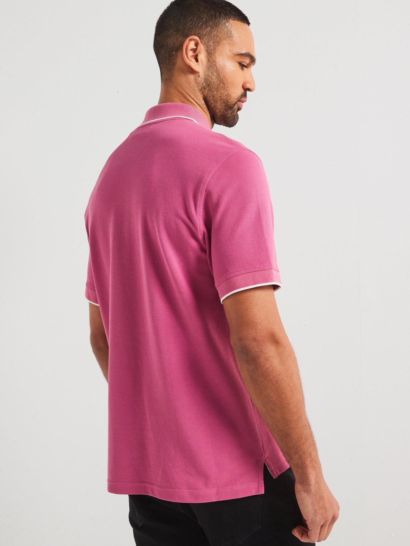 Image 2 of 4 of Belstaff Left Chest Patch Logo Regular Fit Tipped Polo Shirt - Pink