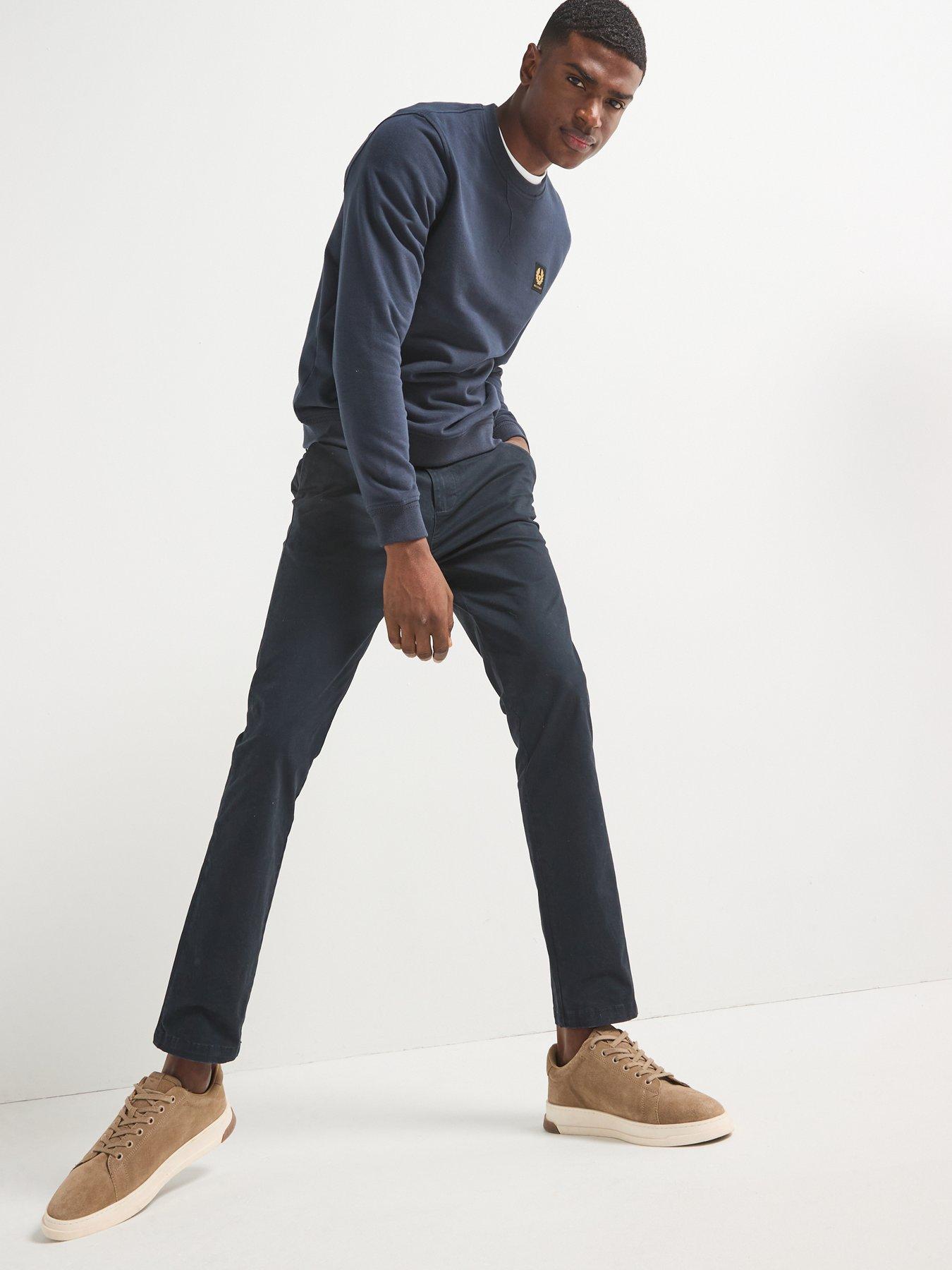 Image 3 of 6 of Belstaff Logo Patch Regular Fit Crew Neck Sweatshirt - Navy