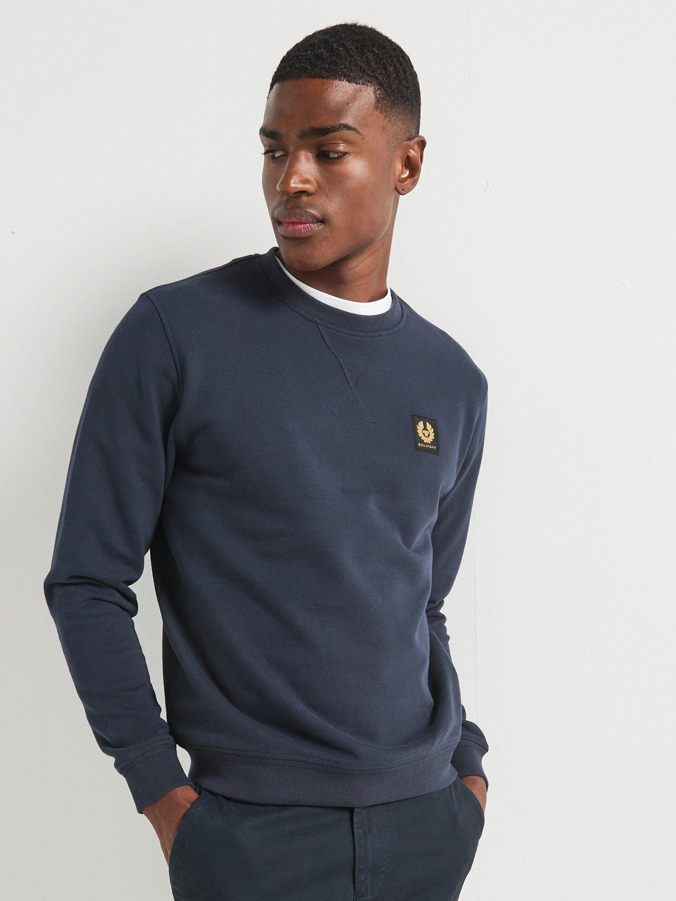 Image 6 of 6 of Belstaff Logo Patch Regular Fit Crew Neck Sweatshirt - Navy