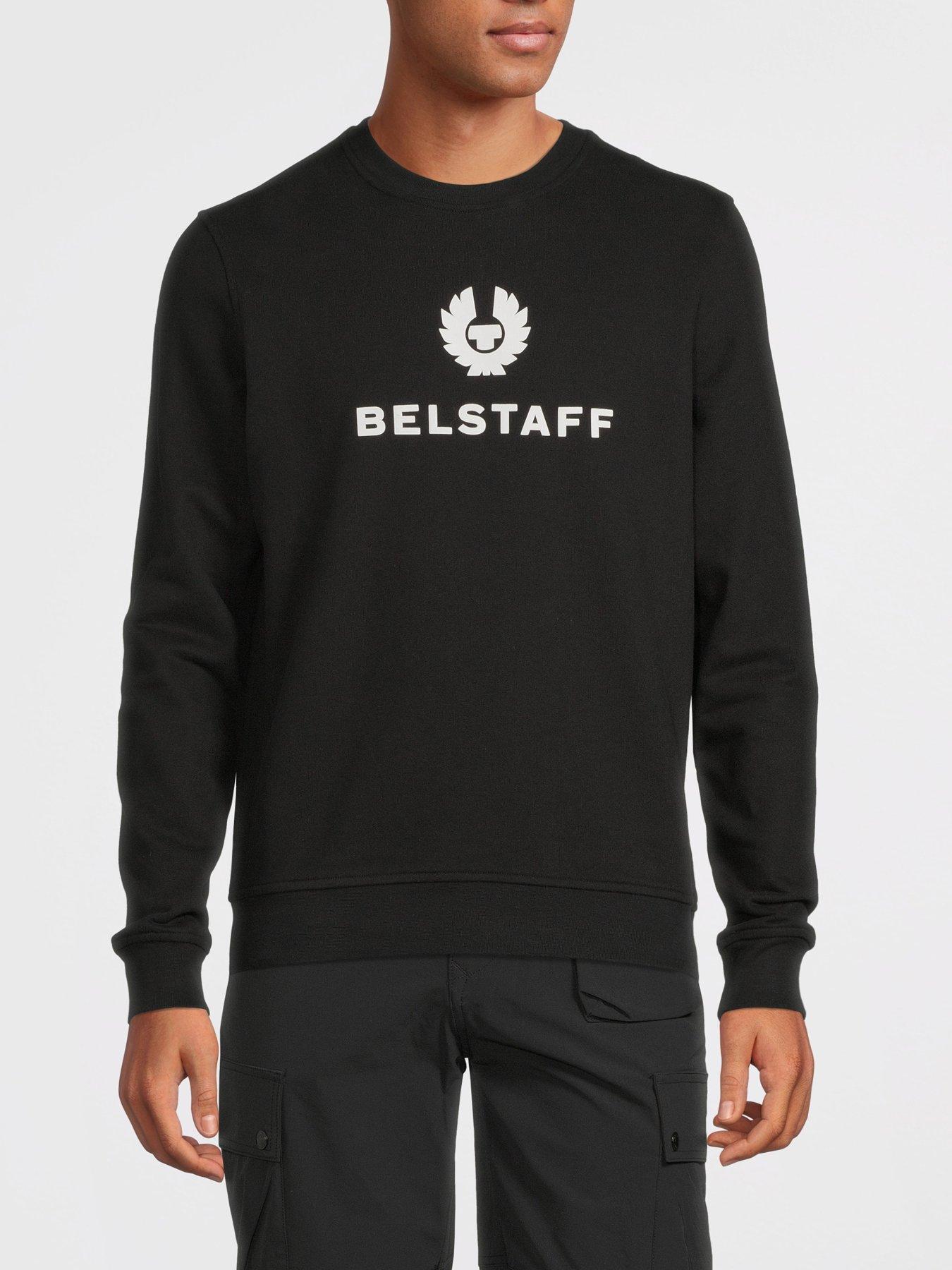 undefined Signature Chest Logo Regular Fit Crew Hoodie - Black/White