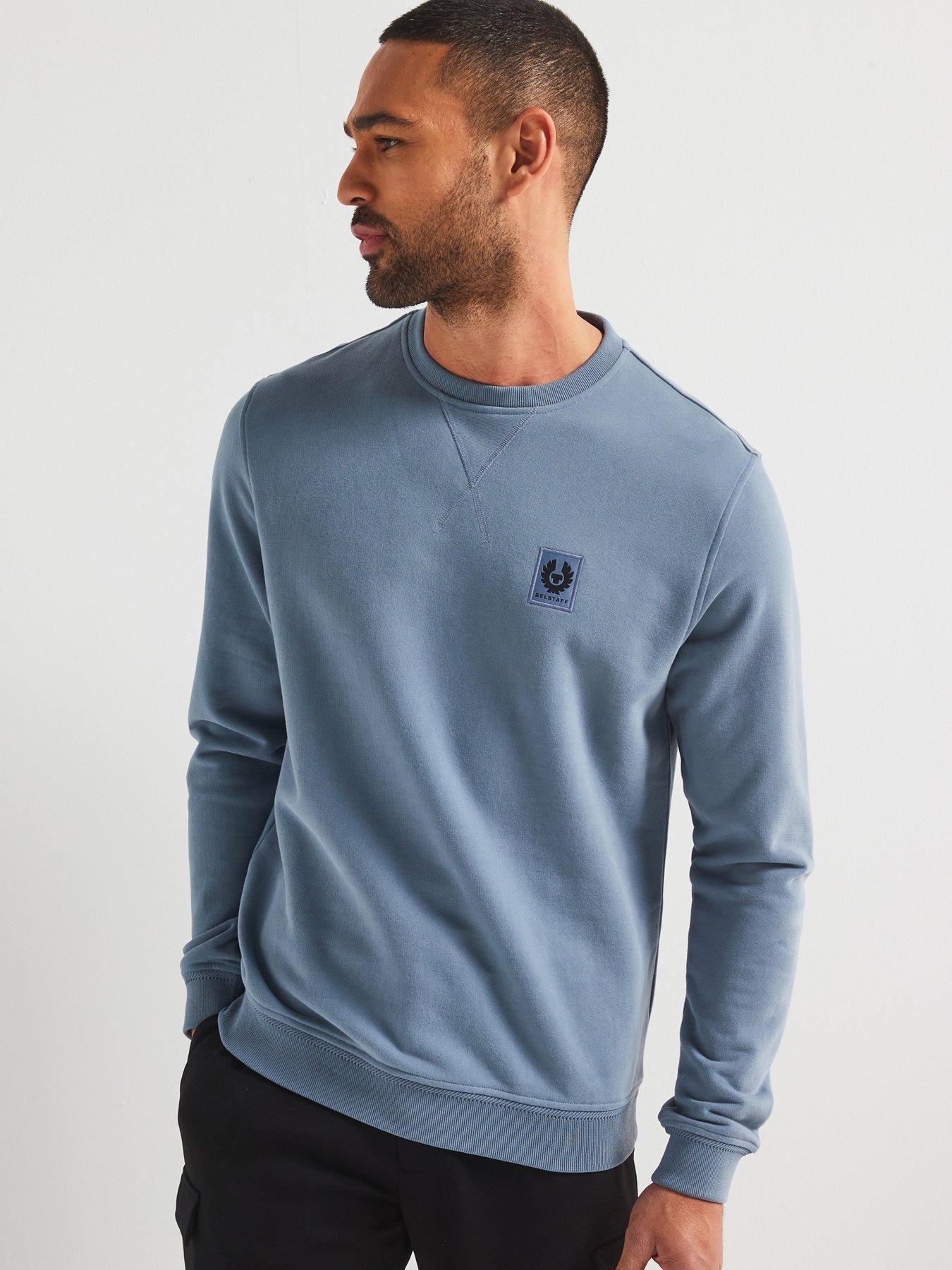 undefined Left Chest Patch Logo Regular Fit Crew Sweater - Light Blue