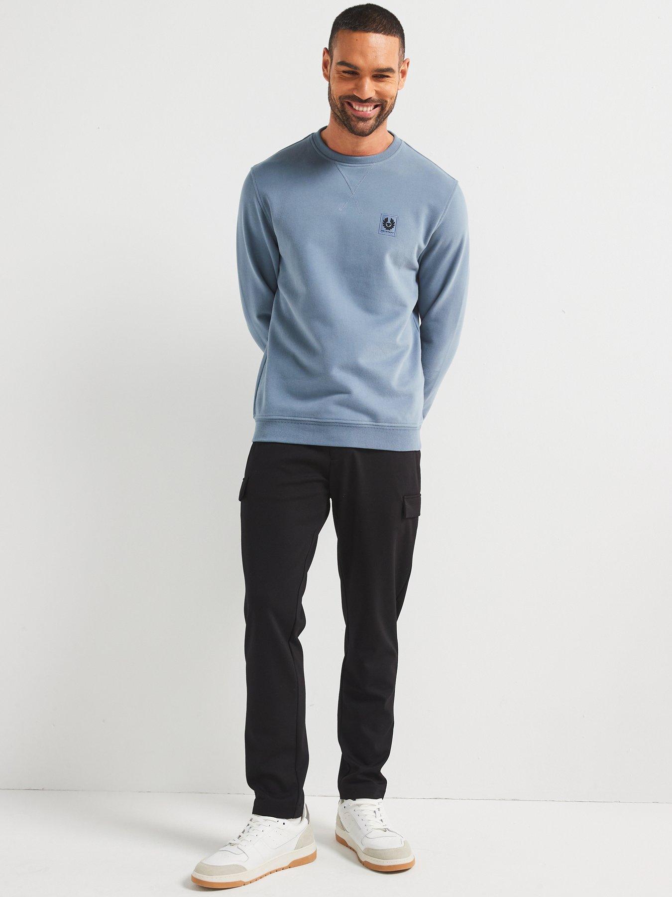 Image 3 of 4 of Belstaff Left Chest Patch Logo Regular Fit Crew Sweater - Light Blue