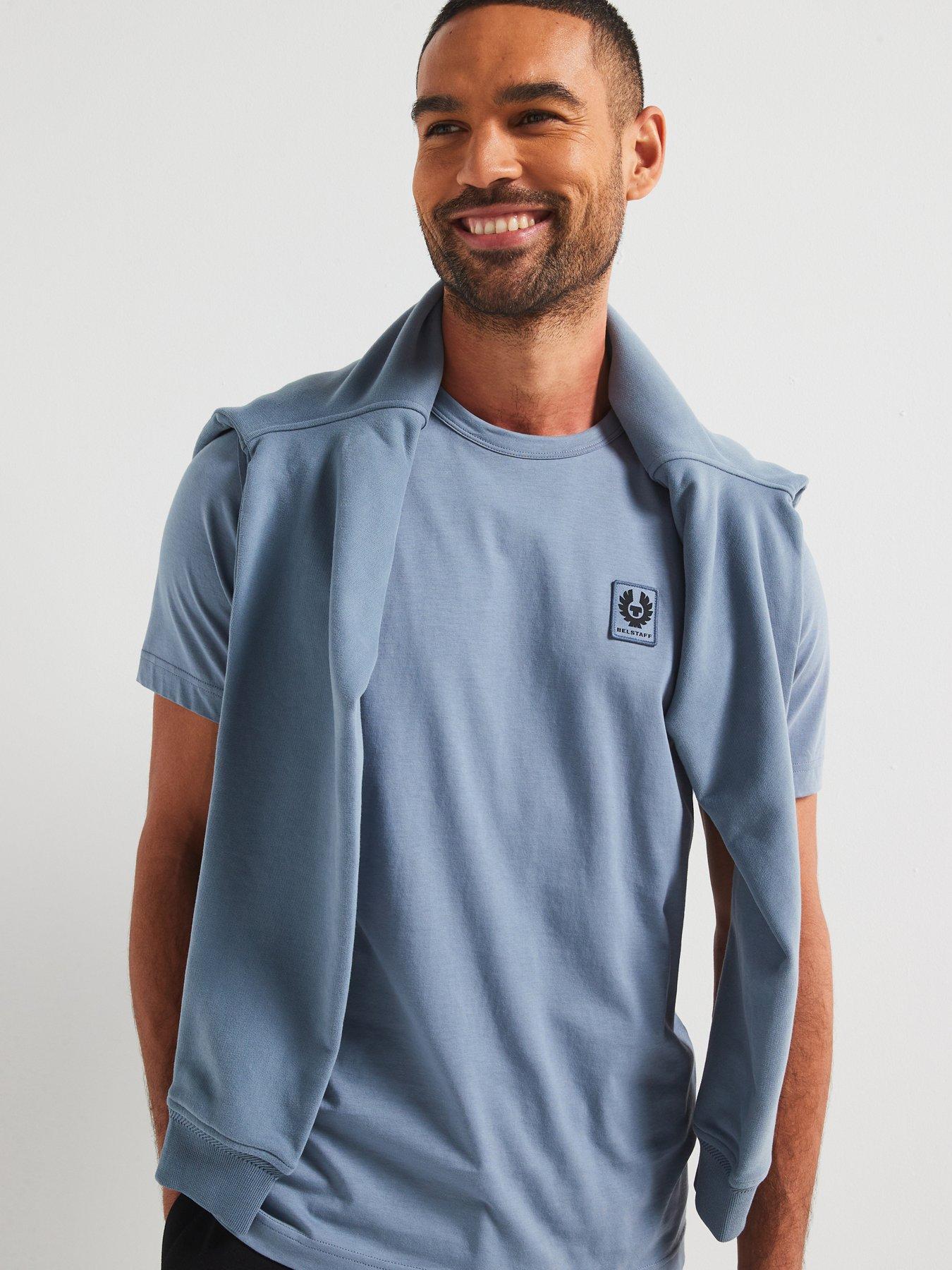 Image 4 of 4 of Belstaff Left Chest Patch Logo Regular Fit Crew Sweater - Light Blue