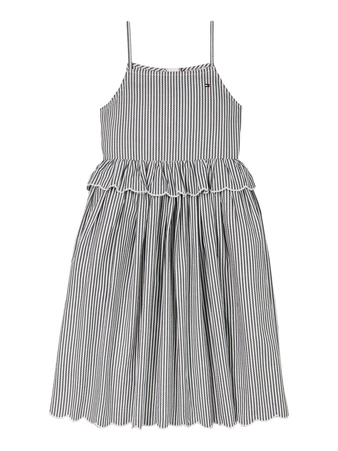 undefined Girls Striped Strappy Dress  - Multi