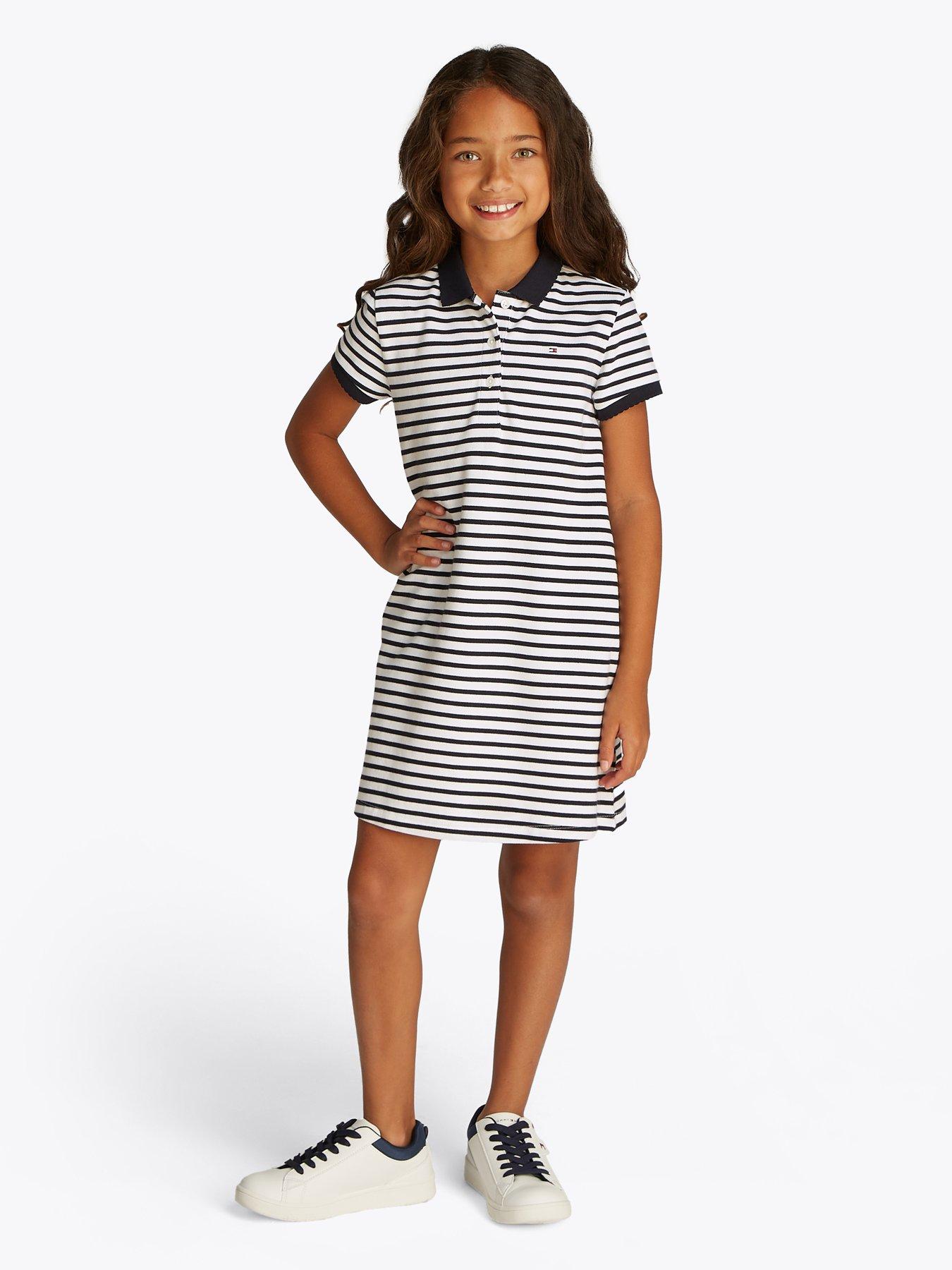 undefined Girls Essential Striped Polo Dress - Multi