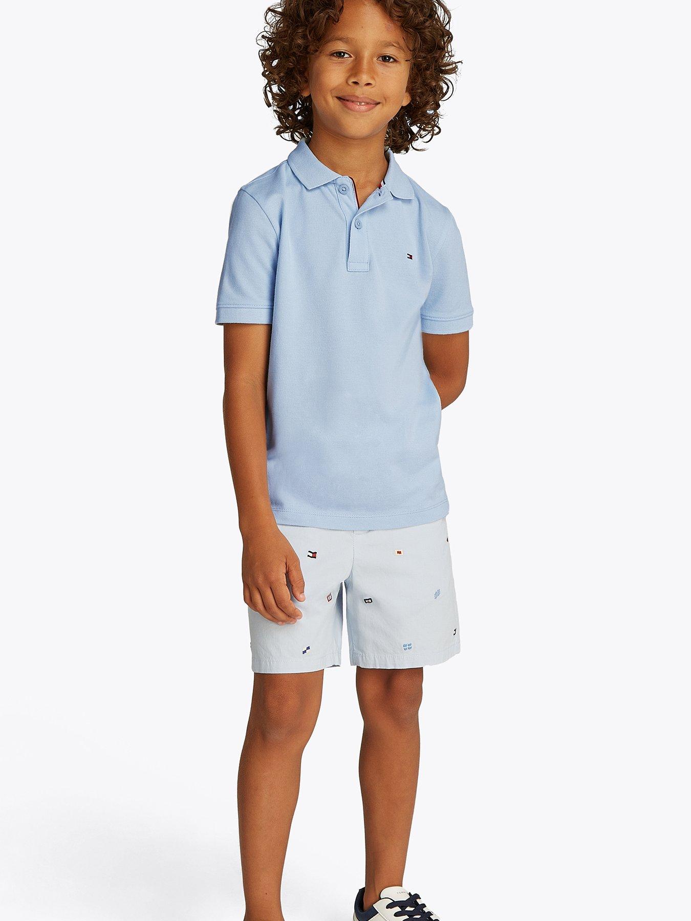 undefined Boys Flag Short Sleeve Polo Shirt - Blue