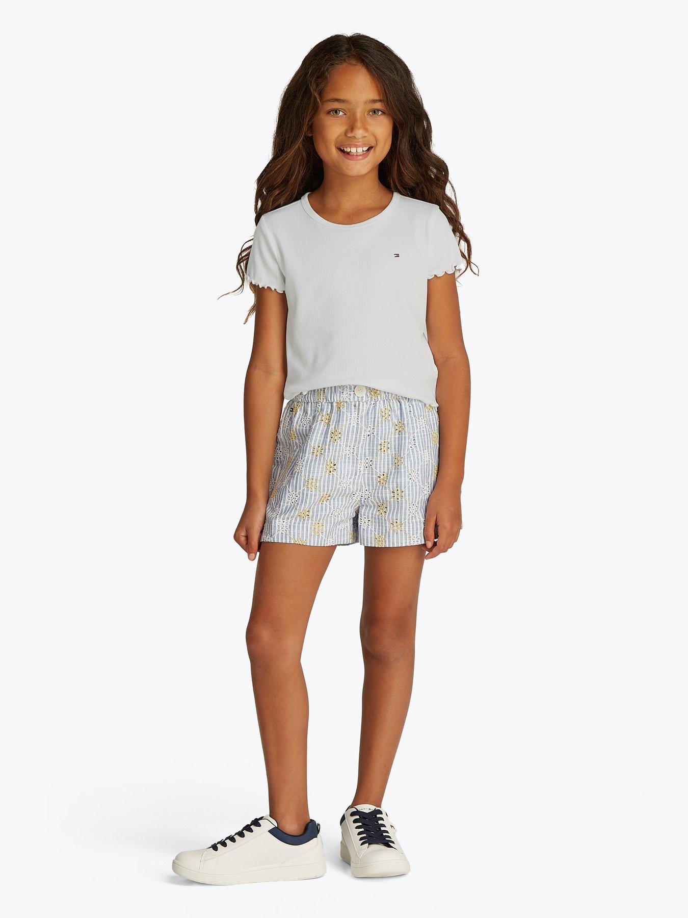 undefined Girls Essential Rib Short Sleeve Top - White