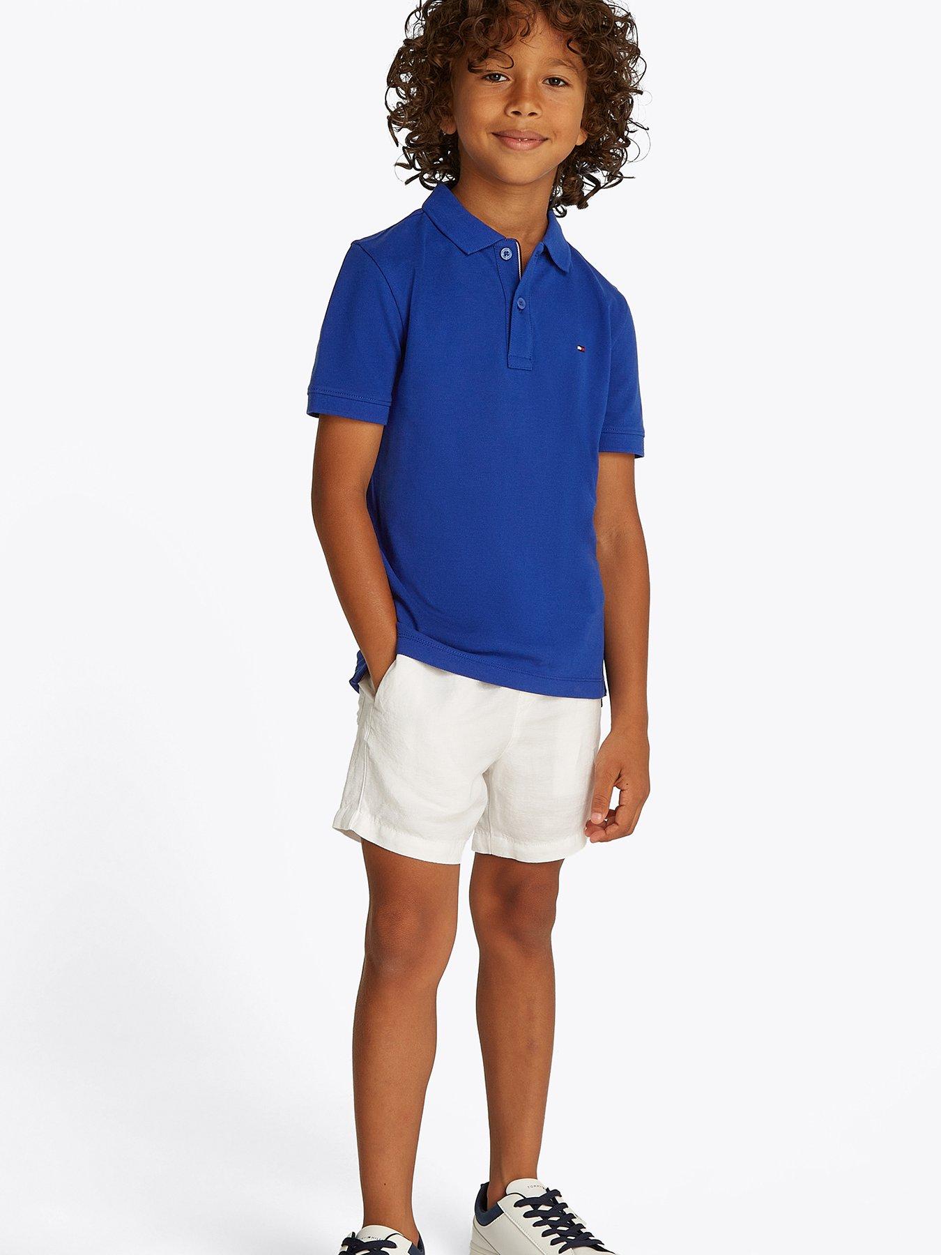 undefined Boys Short Sleeve Flag Polo Shirt - Blue