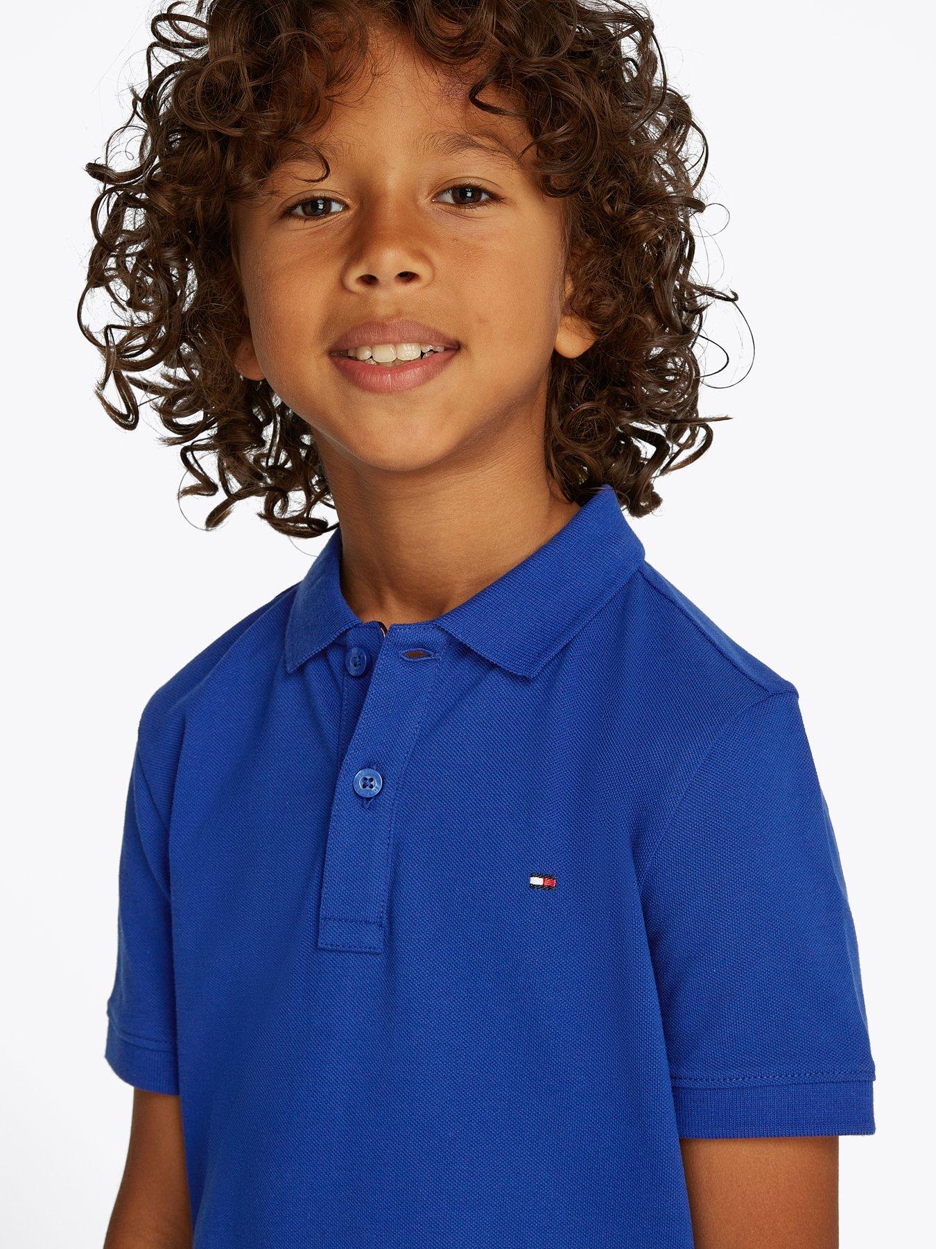 Image 2 of 5 of Tommy Hilfiger Boys Short Sleeve Flag Polo Shirt - Blue