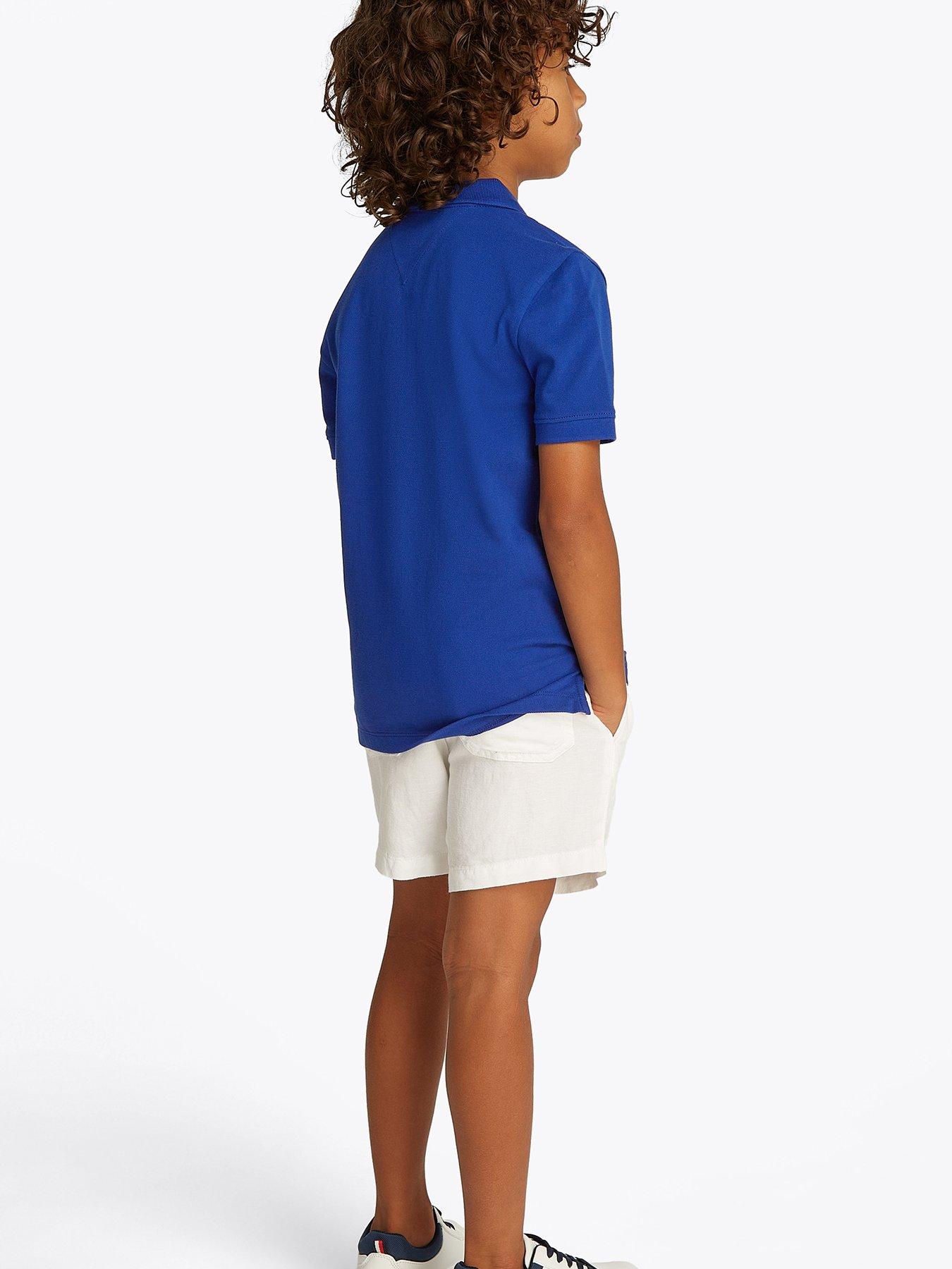 Image 3 of 5 of Tommy Hilfiger Boys Short Sleeve Flag Polo Shirt - Blue