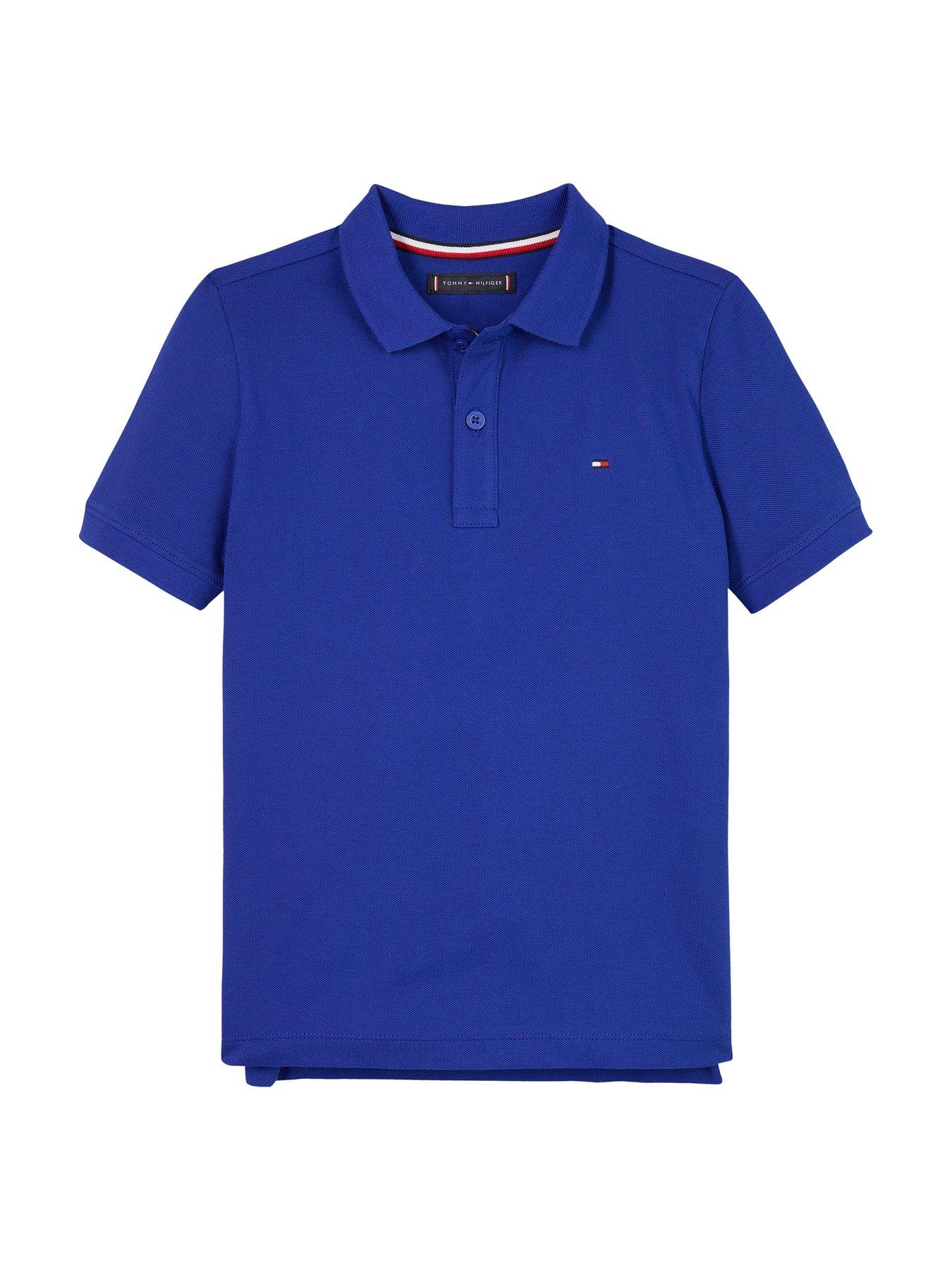 Image 4 of 5 of Tommy Hilfiger Boys Short Sleeve Flag Polo Shirt - Blue
