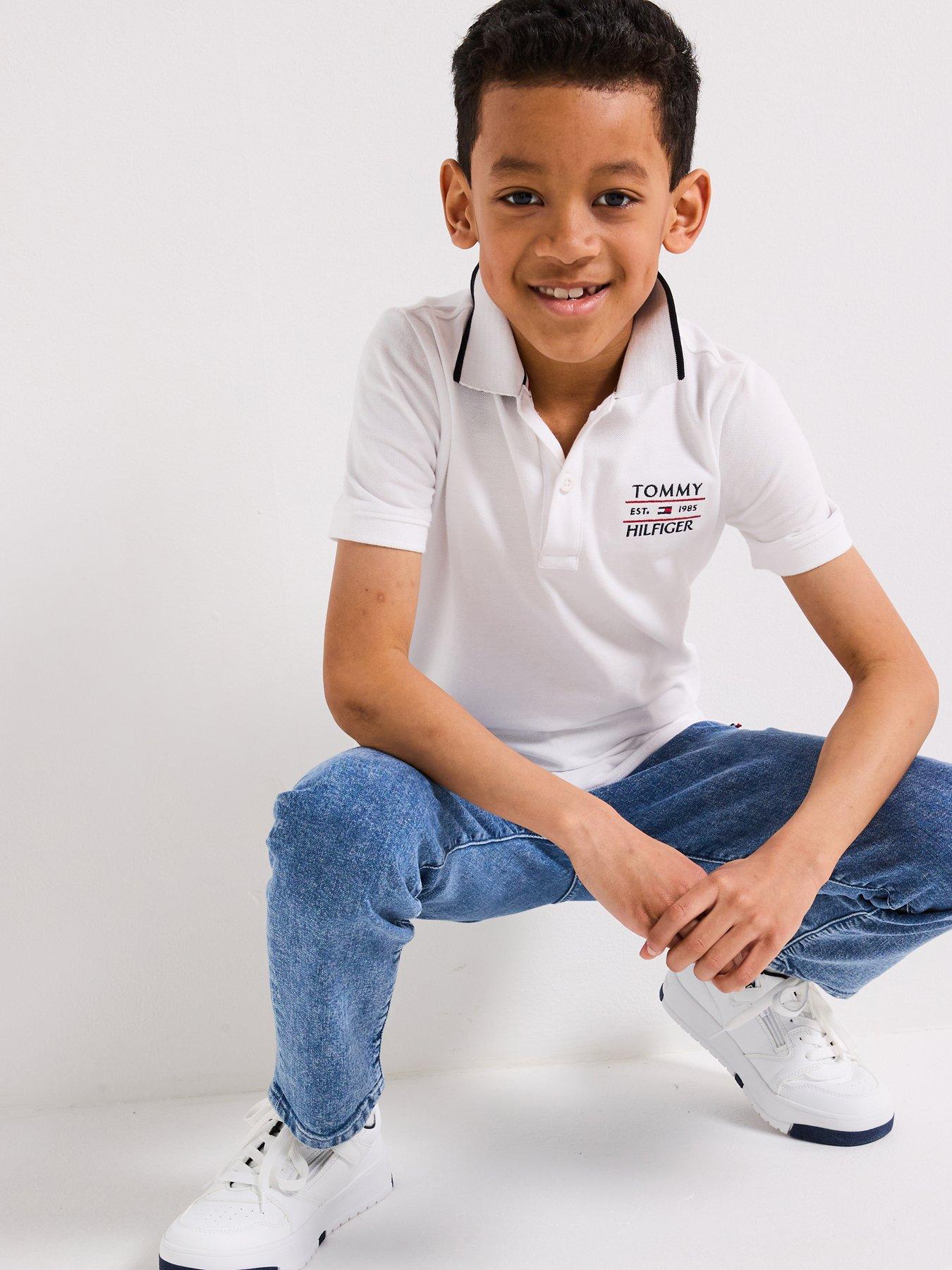 undefined Boys Flag Short Sleeve Polo Shirt - White