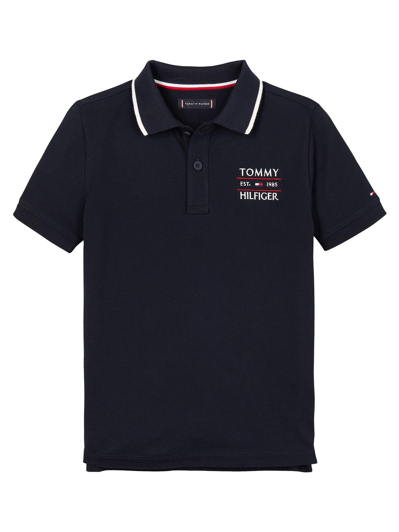 undefined Boys Flag Short Sleeve Polo Shirt - Navy