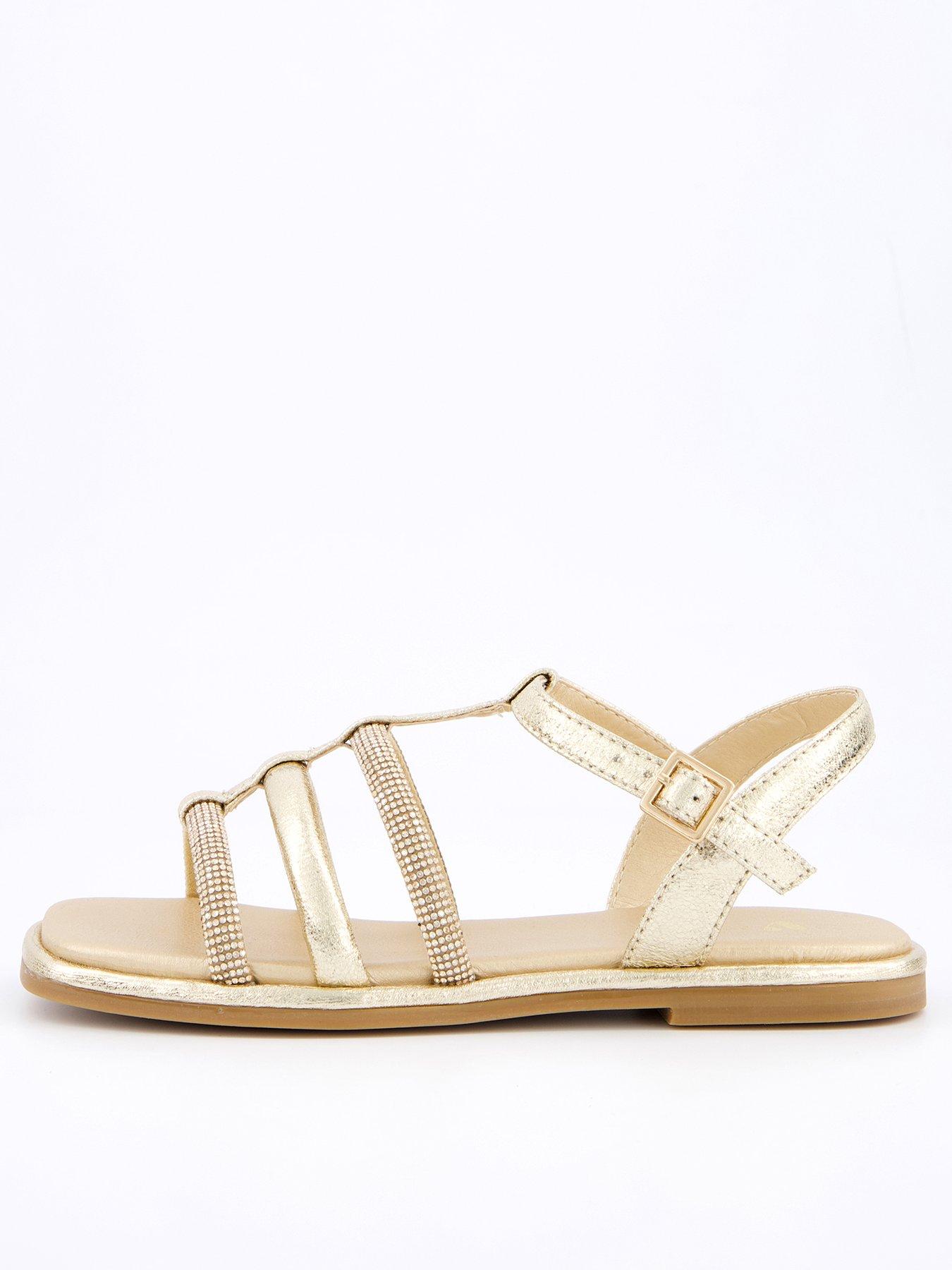 V by Very Diamante Strappy Sandal - Gold