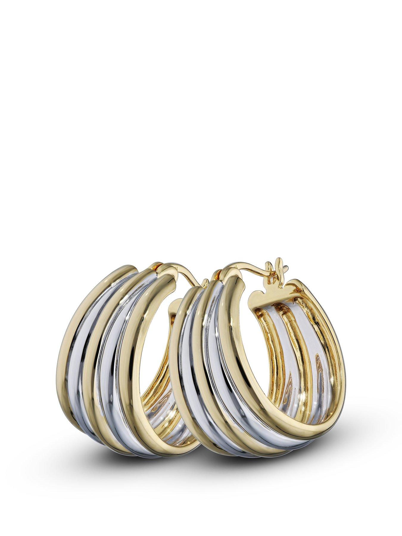 undefined Sterling Silver Two Colour Hoop Earrings