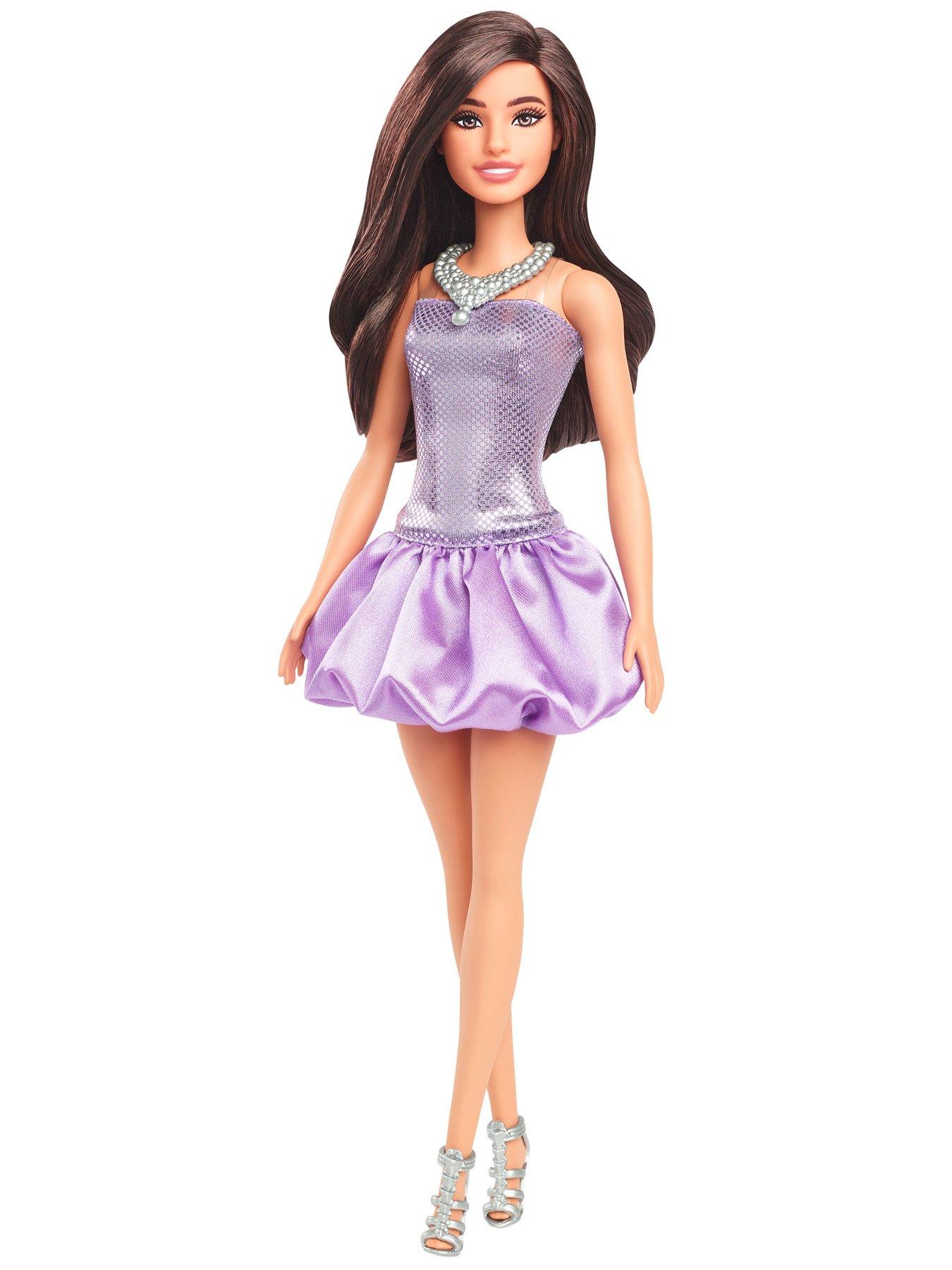 Barbie Fashionistas Doll #234 in Sequined Purple Dress and Silvery