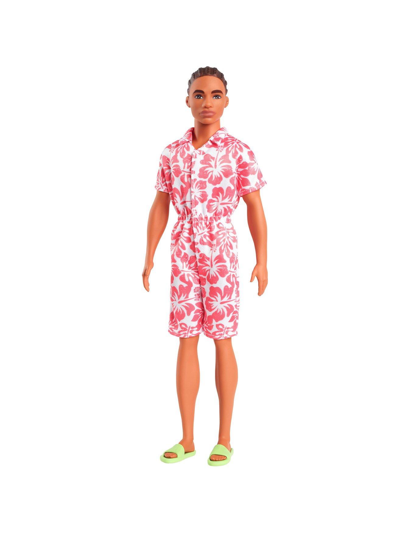 Barbie Fashionistas Ken Doll #235 in Hawaiian Print Jumpsuit with Green Sandals, Brown Hair
