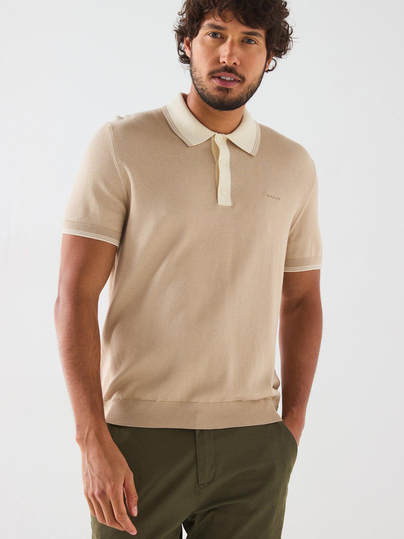 undefined Modal Blend Short Sleeve Knitted Polo Shirt - Natural