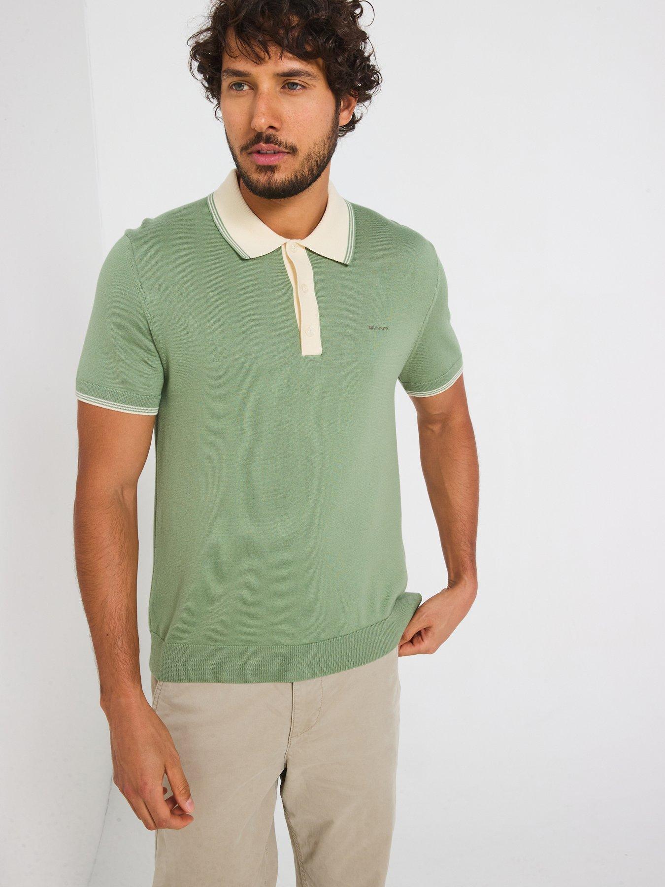 undefined Modal Blend Short Sleeve Knitted Polo Shirt - Green