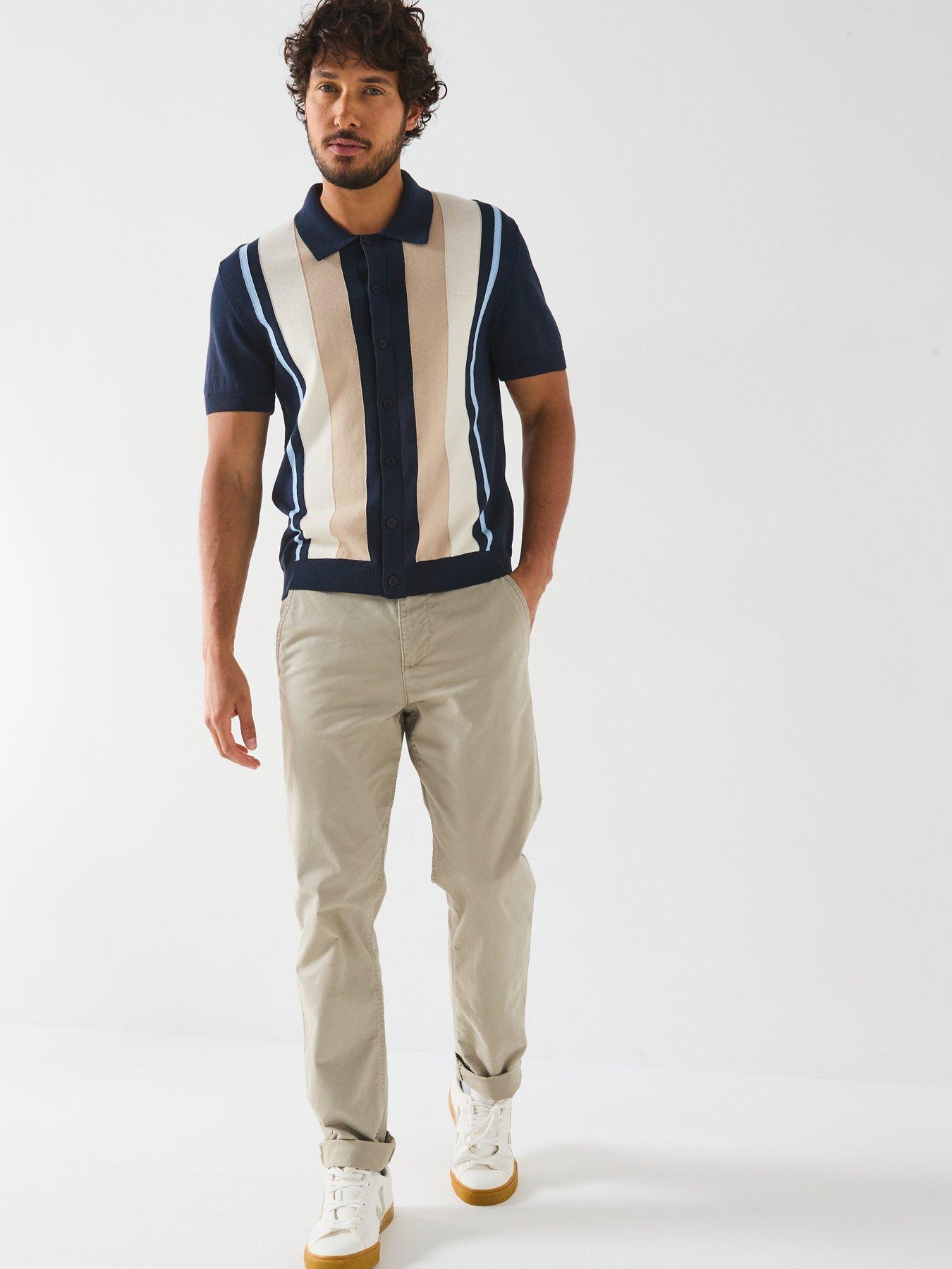Image 3 of 6 of GANT Colour Blocked Knitted Polo Shirt - Dark Blue