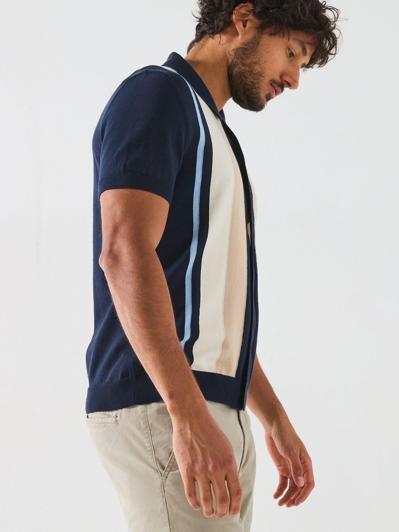 Image 5 of 6 of GANT Colour Blocked Knitted Polo Shirt - Dark Blue